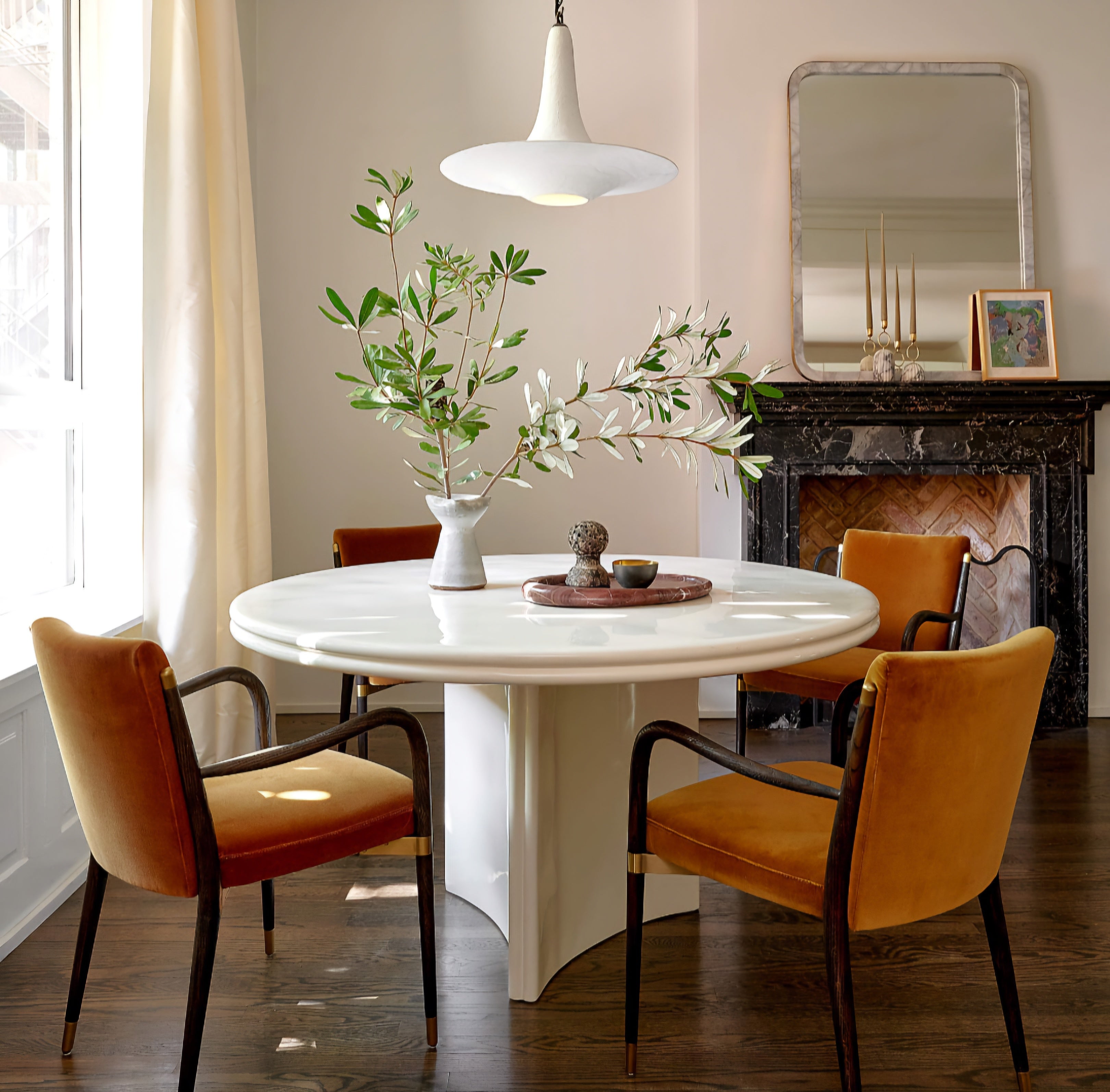 THE ONE × Norrie — Smoked Amber Velvet Dining Armchair