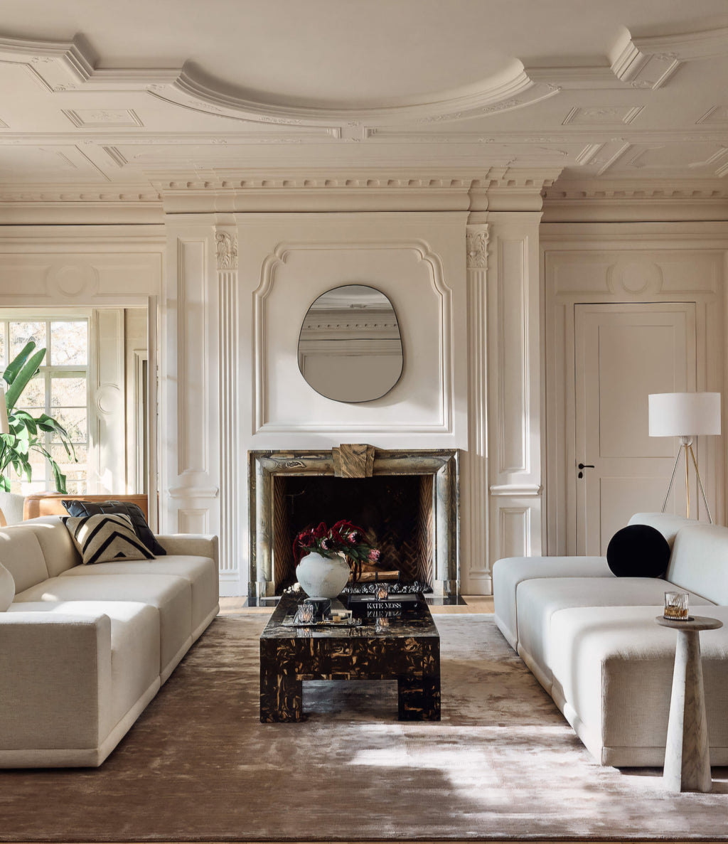 THE ONE × Faible — 4-Piece L-Shaped White Performance Linen Standard Depth Sectional Sofa with Right Arm