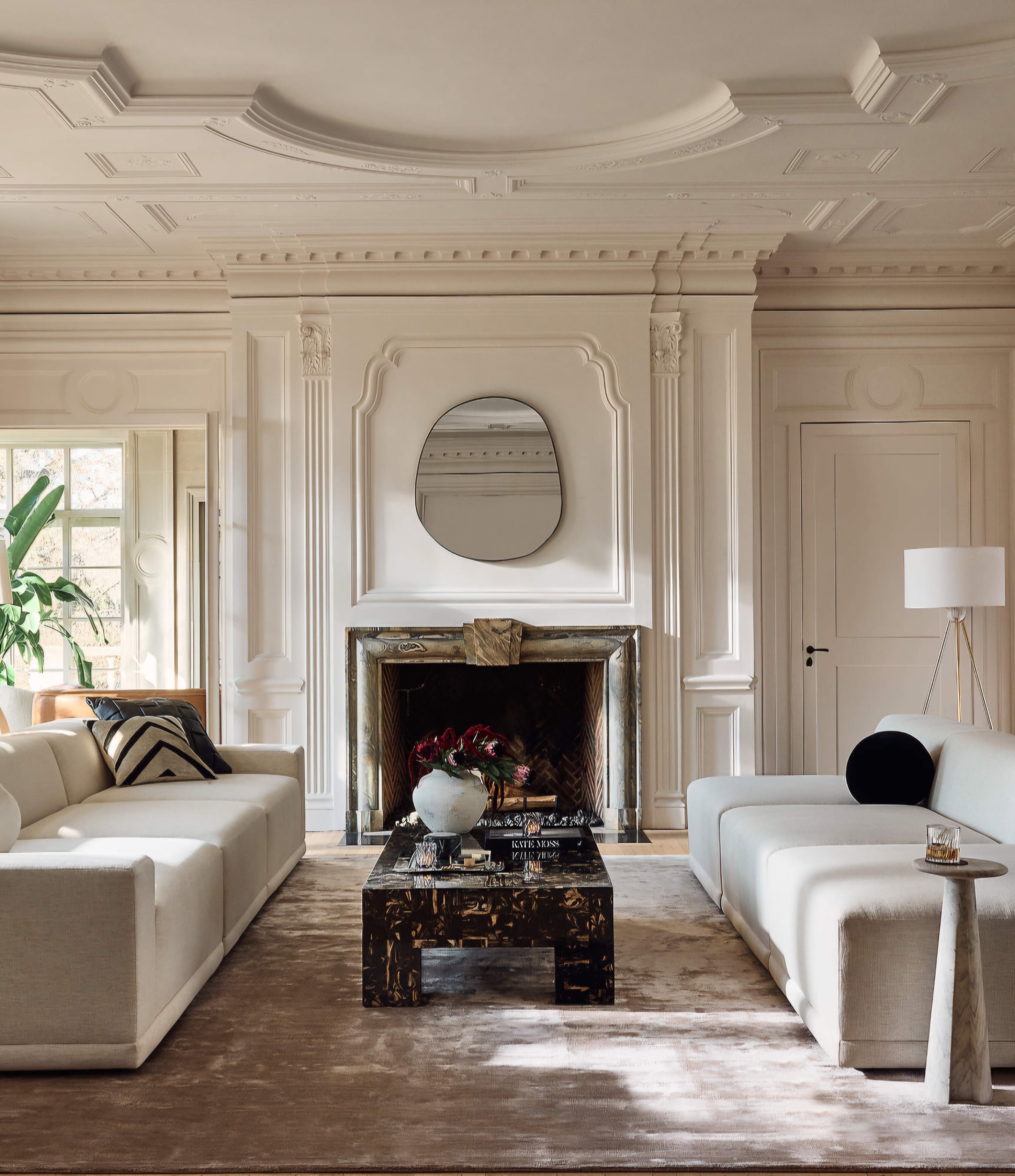 THE ONE × Faible — 4-Piece L-Shaped White Performance Linen Standard Depth Sectional Sofa with Right Arm