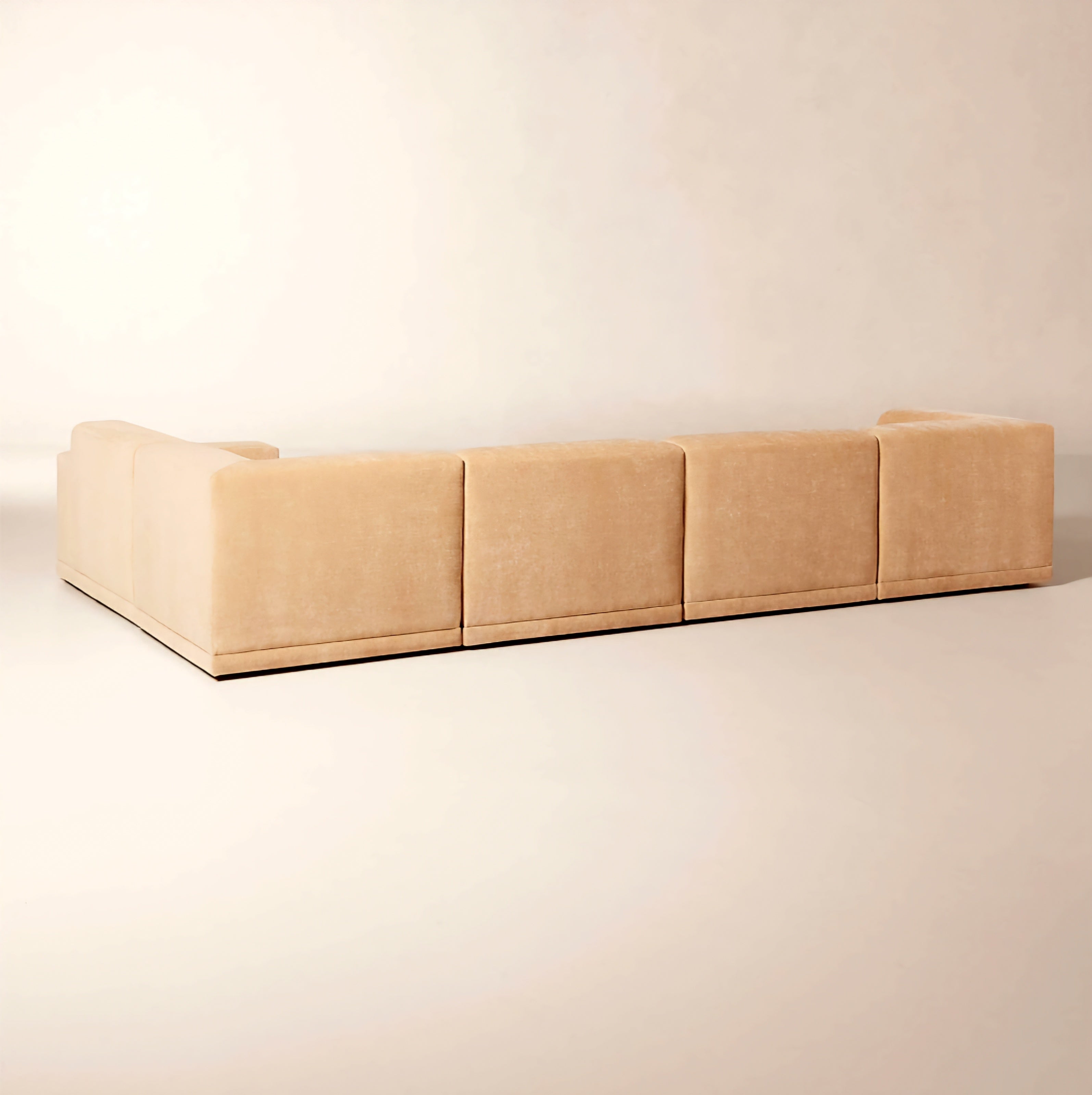 THE ONE × Faible — 6-Piece Modular Right-Arm Wheat Performance Velvet Standard Depth Sectional Sofa