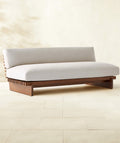 THE ONE × Taiko — Stained Teak Outdoor Loveseat with Sunbrella® Cushions