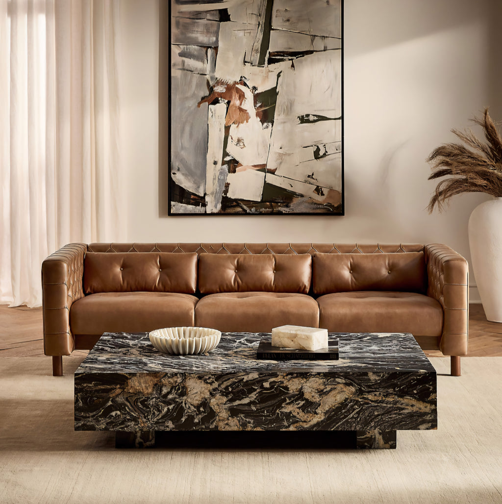 THE ONE × Marconi — Tufted Leather & Velvet Sofa