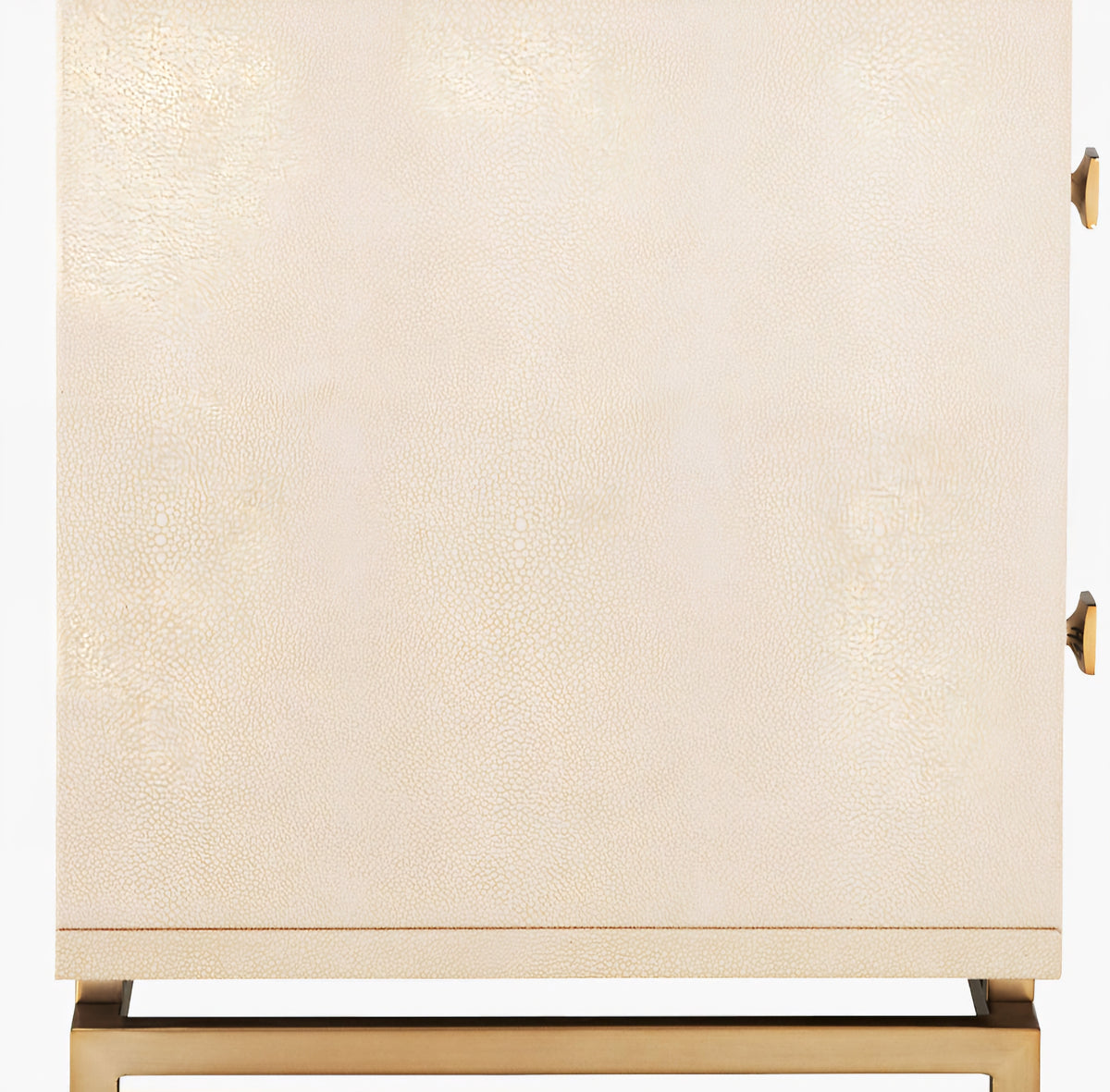 THE ONE × Dover — 2-Drawer Warm White Lacquered Nightstand with Travertine Top
