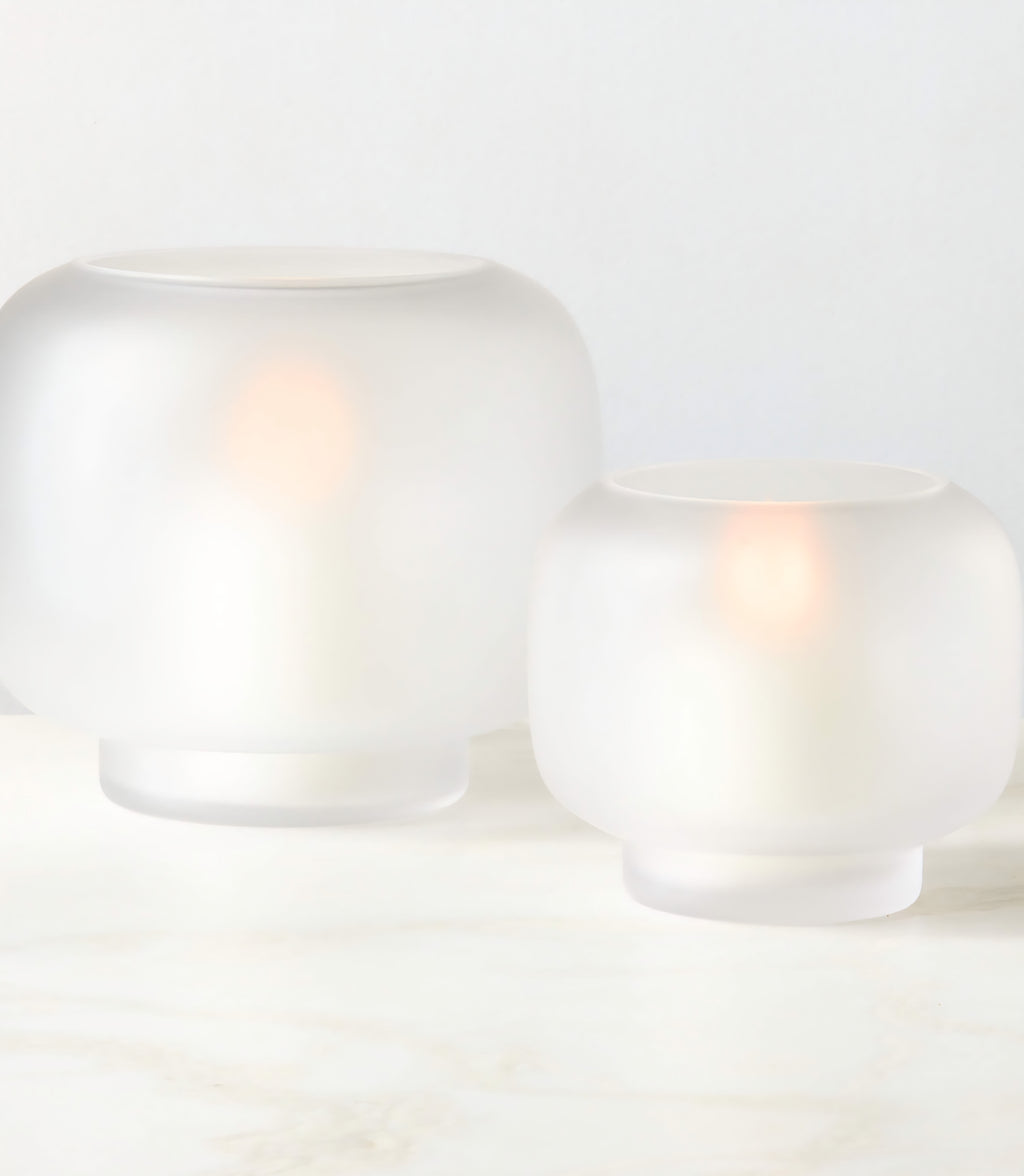 THE ONE × Coco — Round Smoked Amber Glass Hurricane Candle Holder