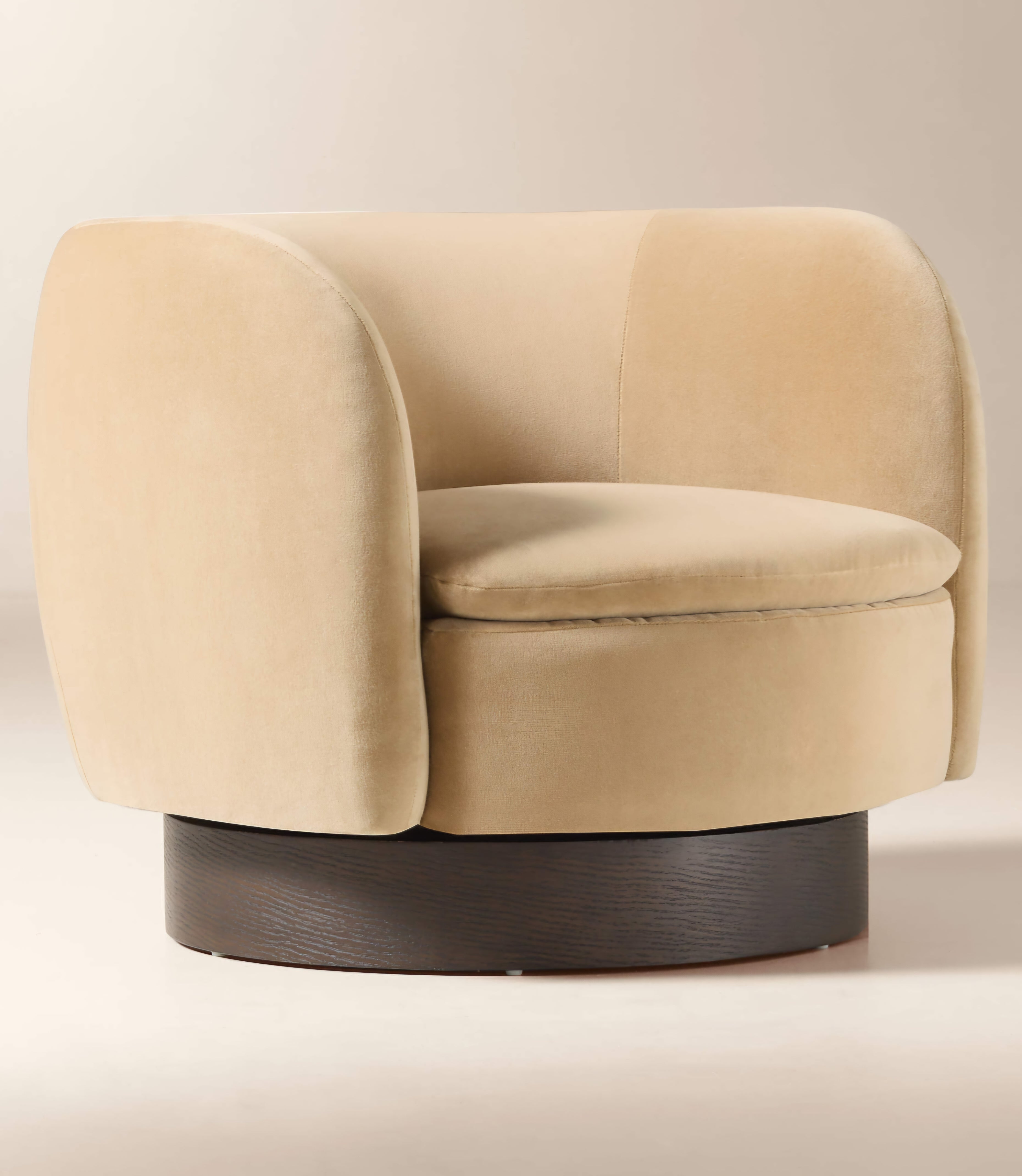 THE ONE × Muir — Taupe Velvet Swivel Chair