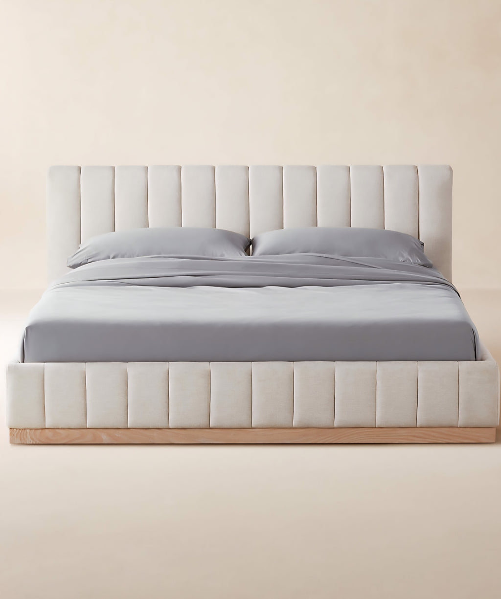 THE ONE × Forte — Channeled White Performance Fabric Upholstered Bed