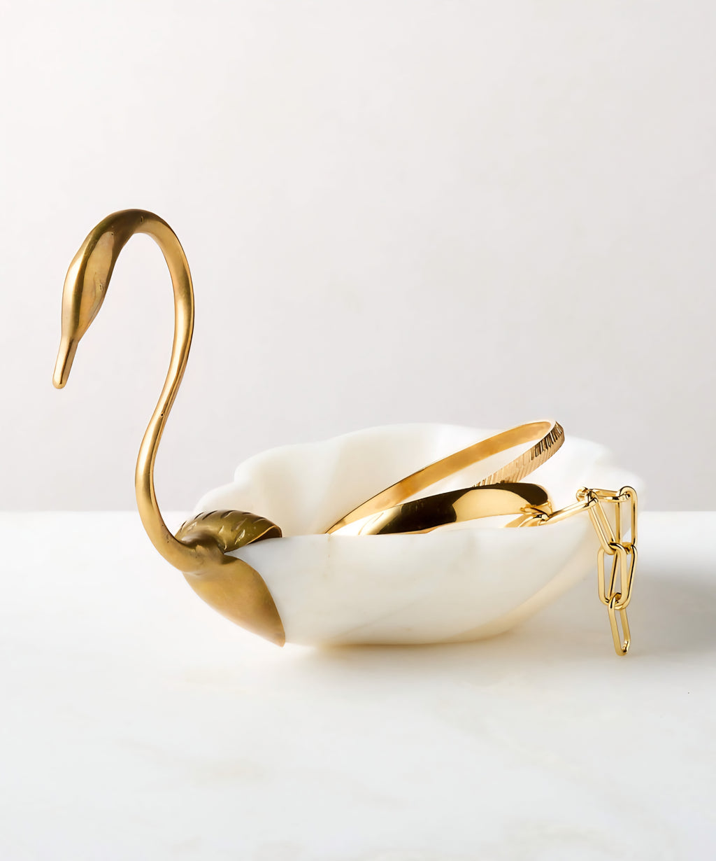 THE ONE × Odetta — White Marble and Cast Brass Serving Bowl