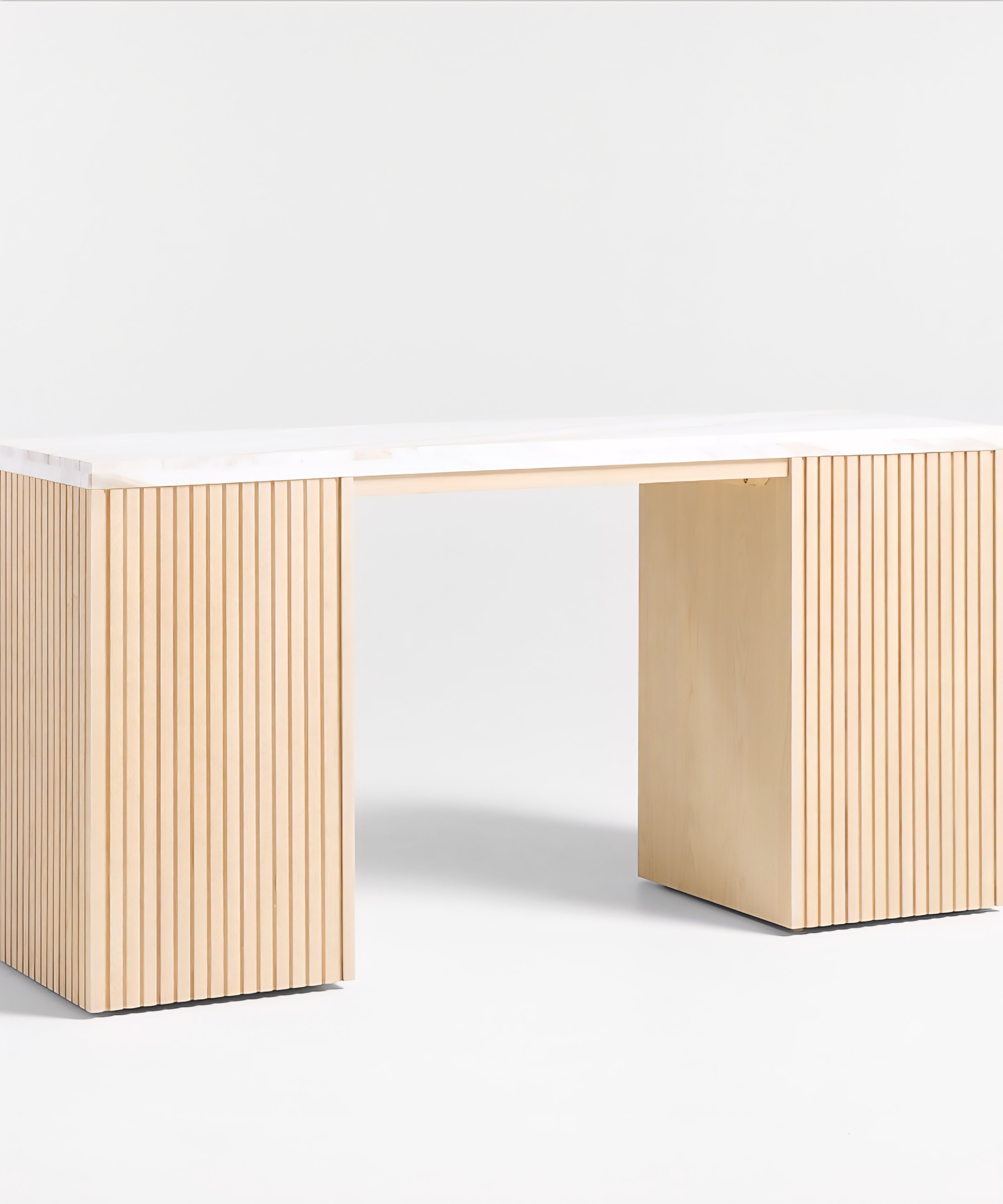 THE ONE × Batten — Natural Oak Console Desk with White Marble Top