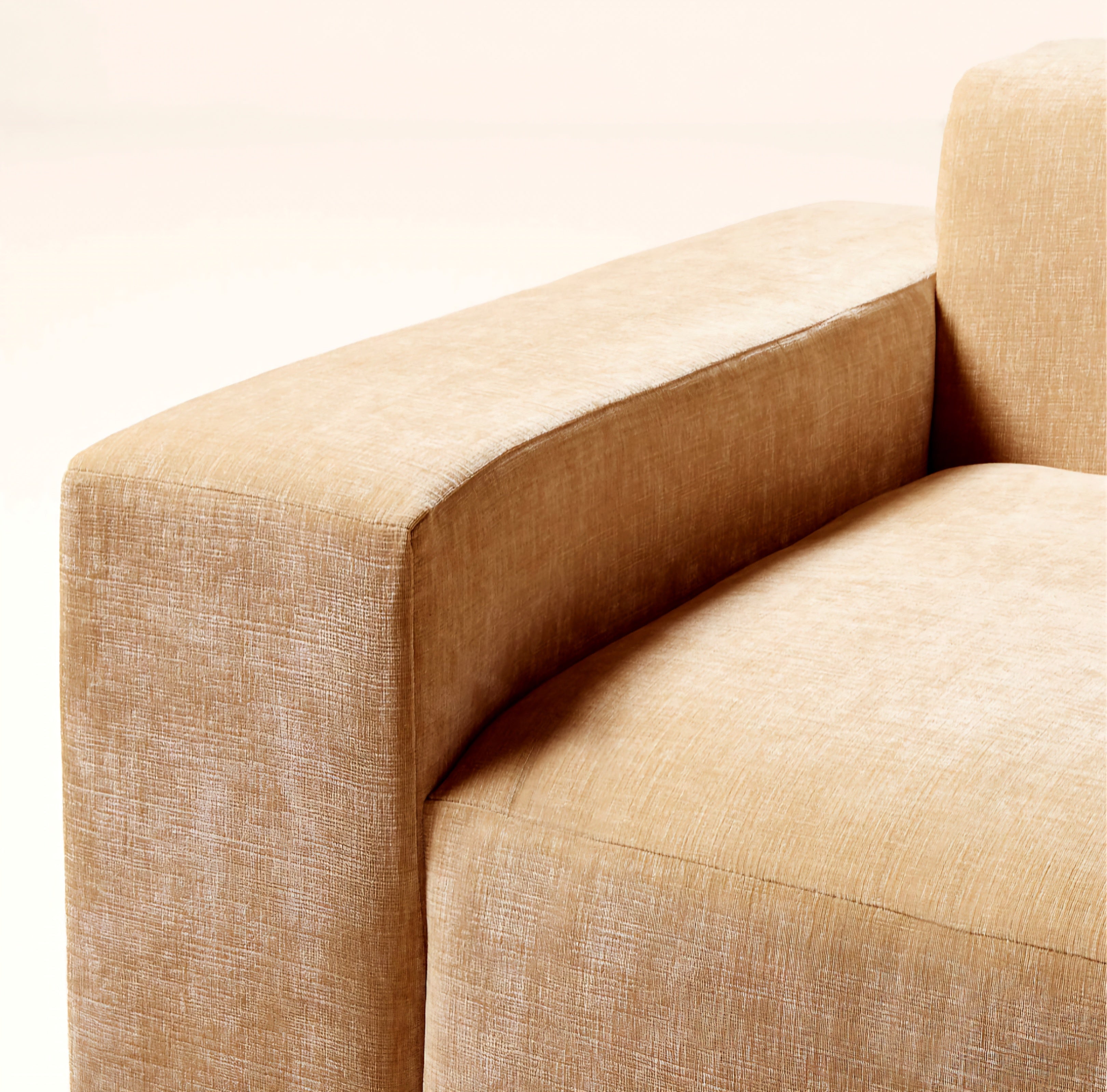 THE ONE × Faible — 4-Piece Modular Left-Arm Wheat Performance Velvet Standard Depth Sectional Sofa