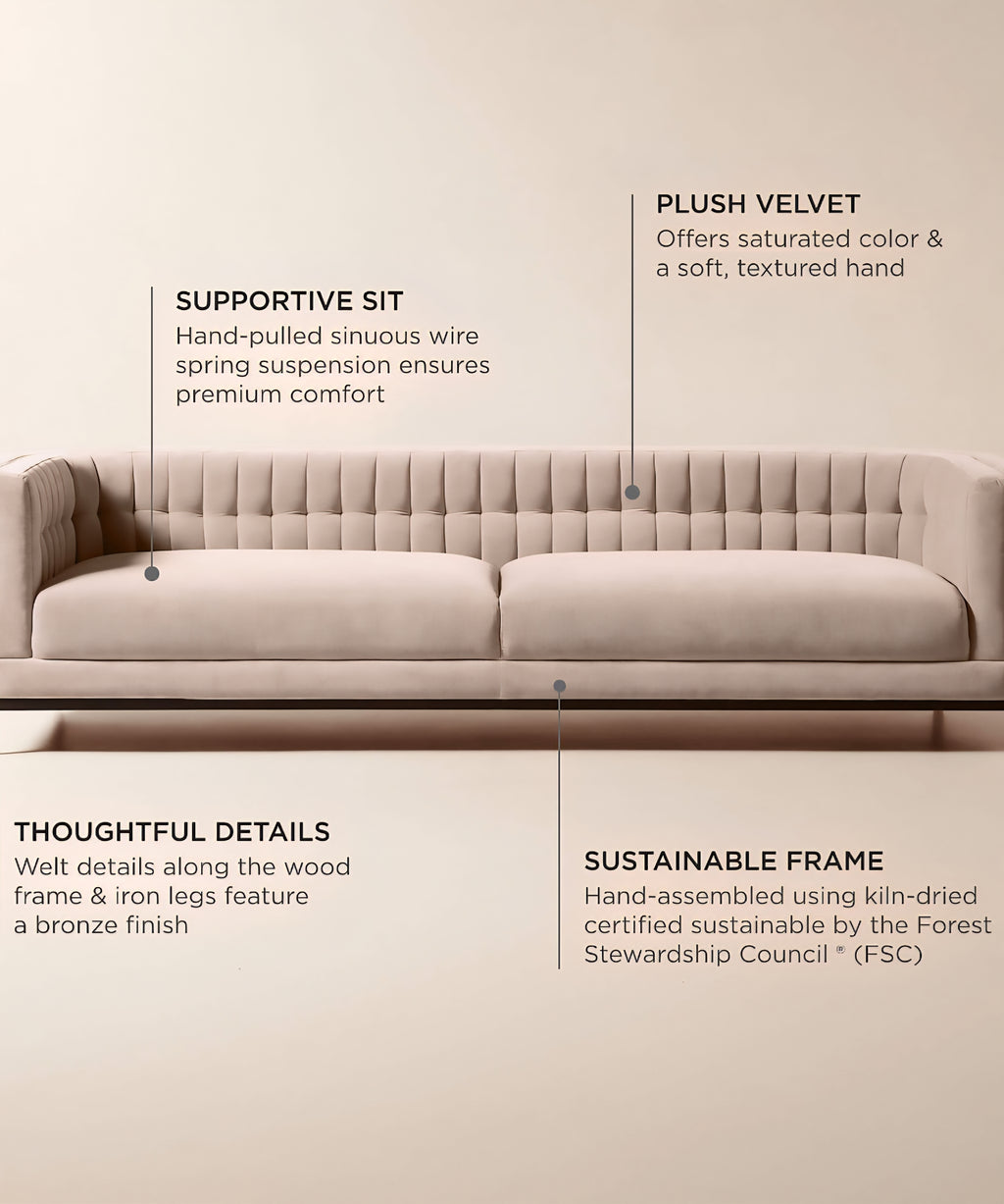 THE ONE × Ambroise — Light Taupe Velvet Sofa