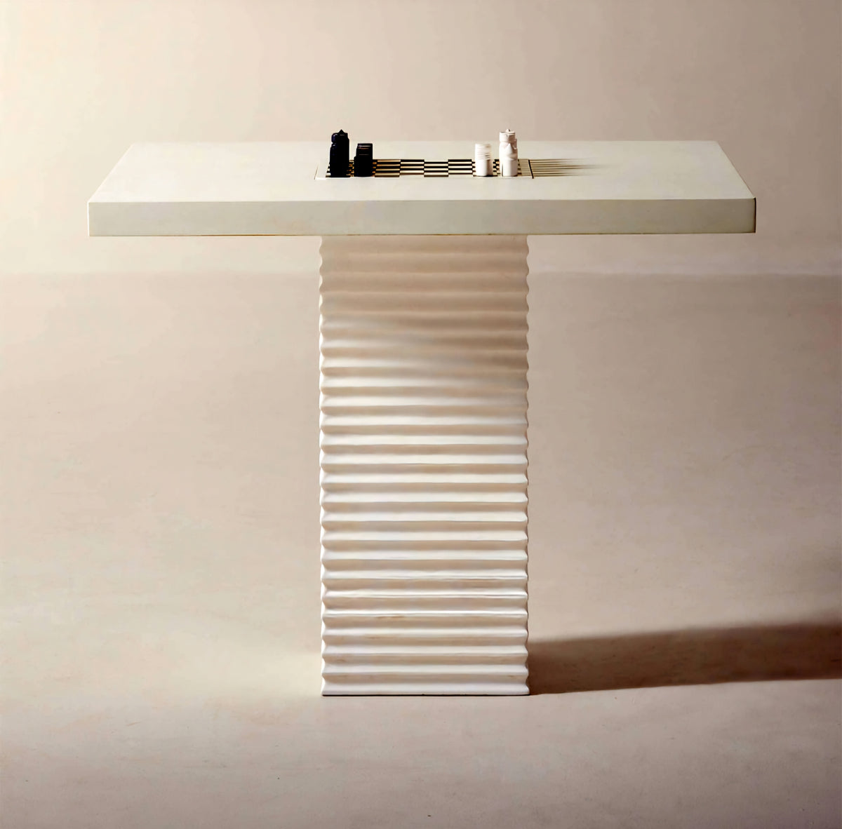 THE ONE × Check — White Swirled Resin Game Table