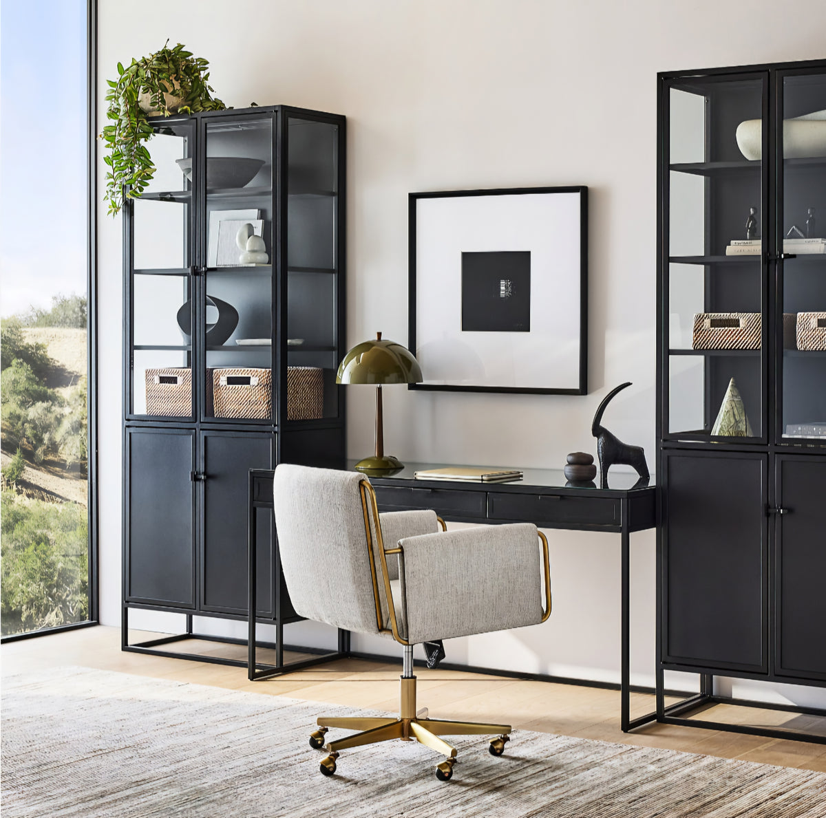 THE ONE × Caterina — Natural Upholstered Office Chair with Brass Base