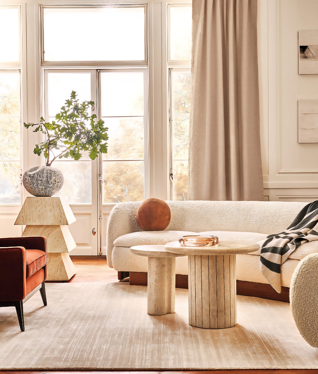 THE ONE × Kikko — White Travertine & Brass Inlay Game Side Table