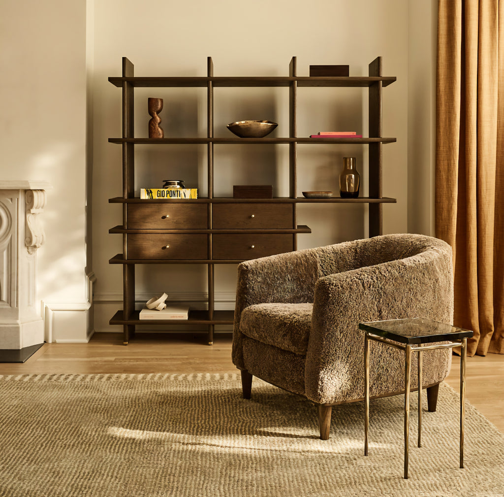 THE ONE × Mayfair — Taupe Shearling Accent Chair