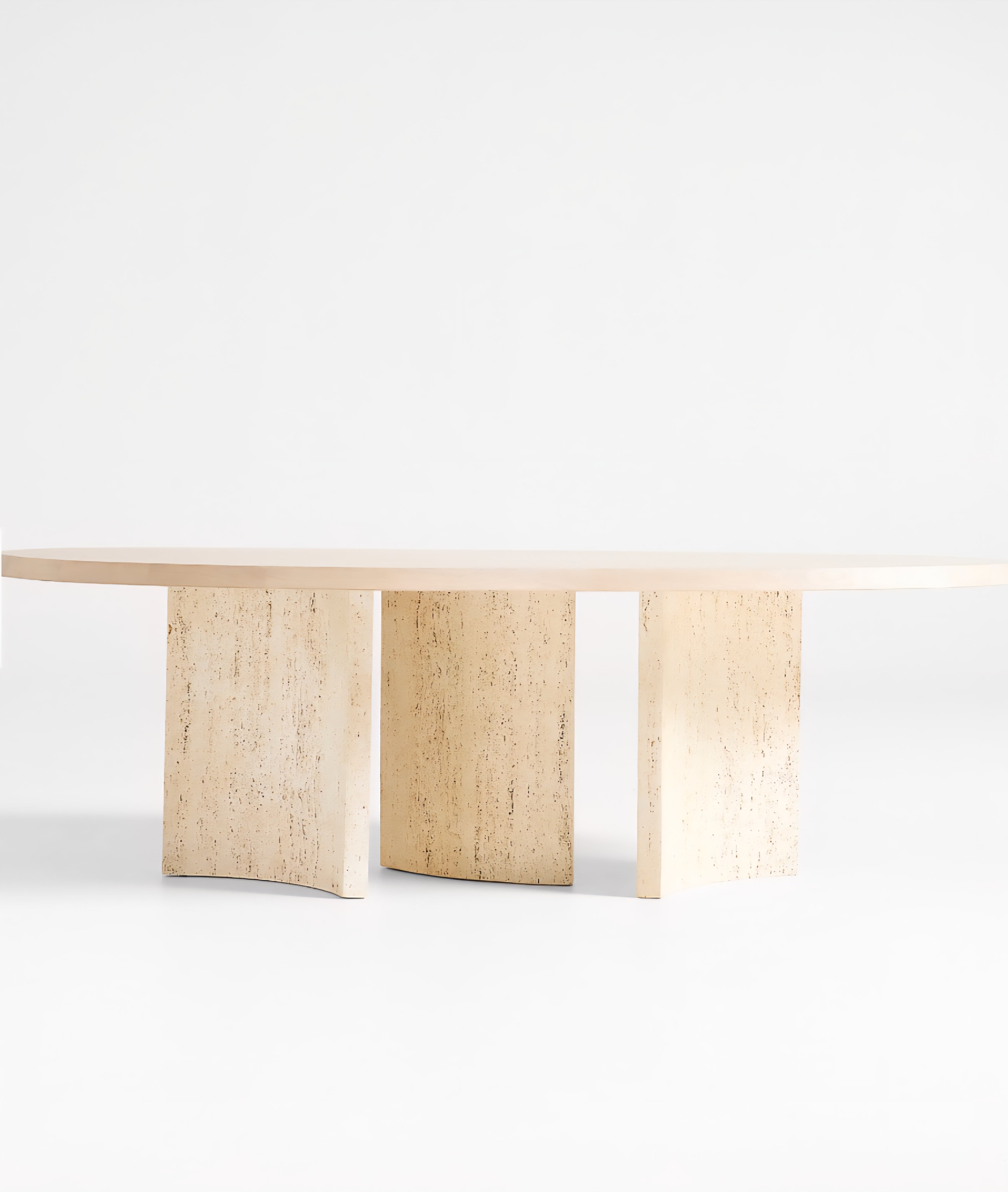 THE ONE × Point Dune — Oval Wood and Travertine Dining Table (93")