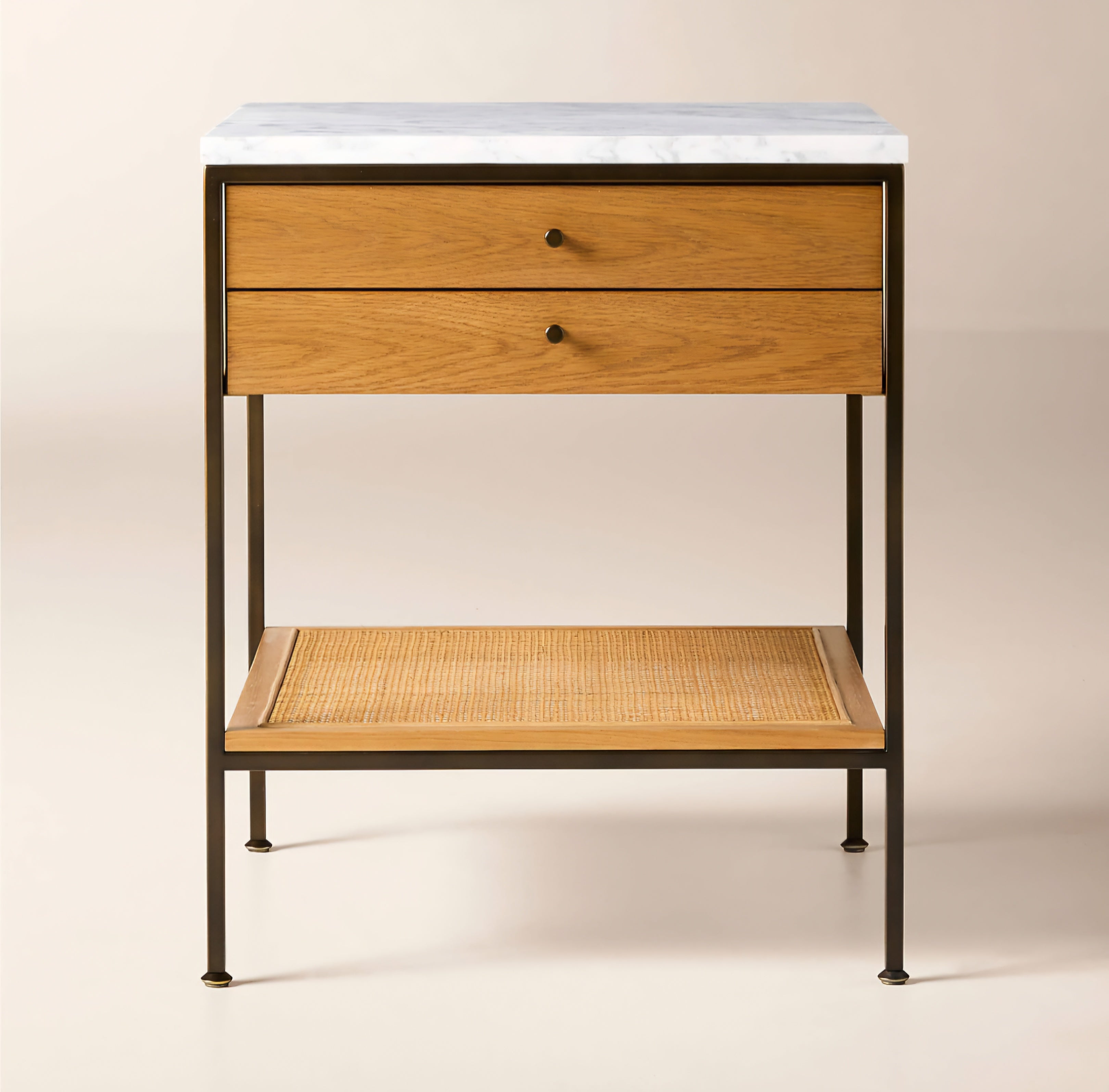 THE ONE × Connoisseur — Light Oak Nightstand with Marble Top