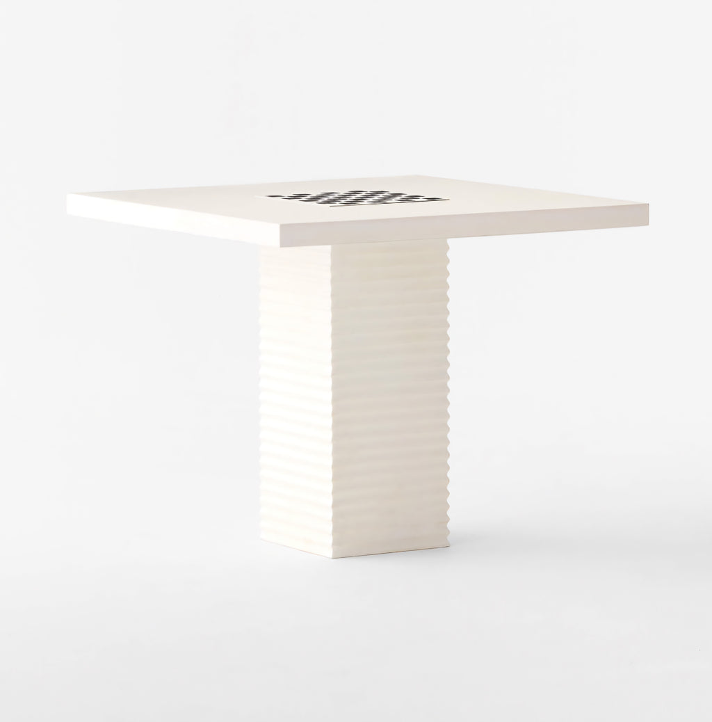 THE ONE × Check — White Swirled Resin Game Table