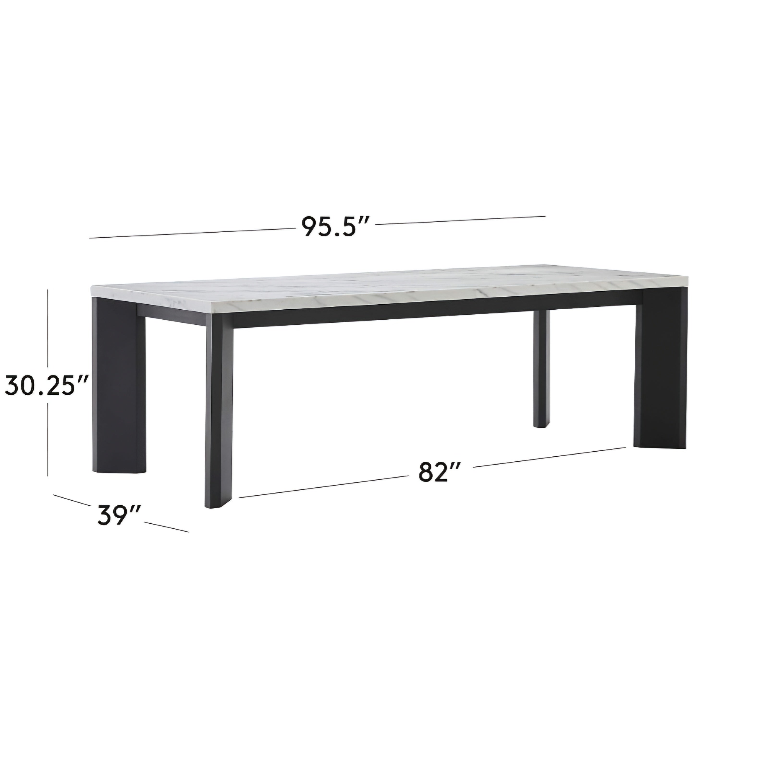 THE ONE × Sydney — Rectangular Carrara Marble Dining Table with Black Steel Legs