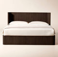 THE ONE × Davison — Fluted Dark Brown Wood King Bed