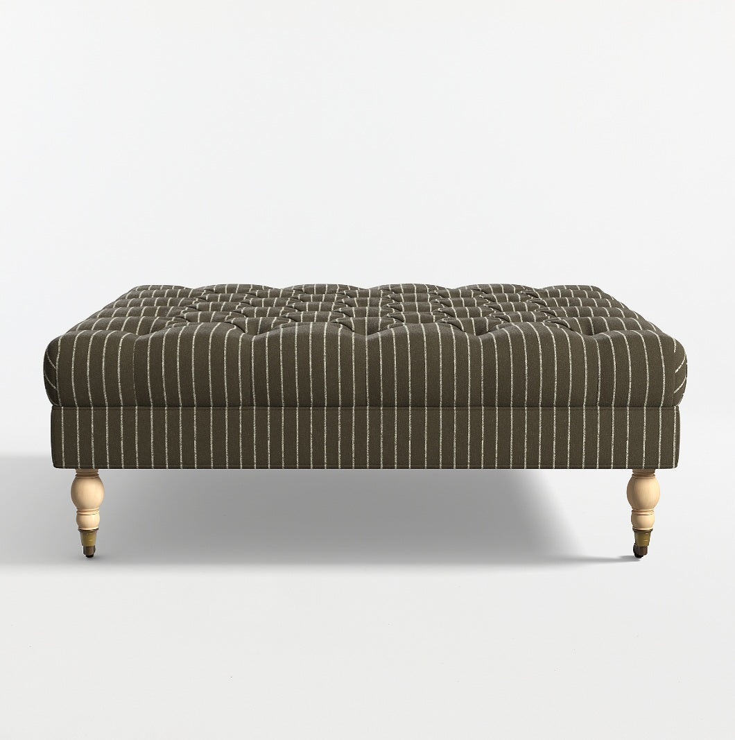 THE ONE × Langley — Striped 45" Square Cocktail Ottoman