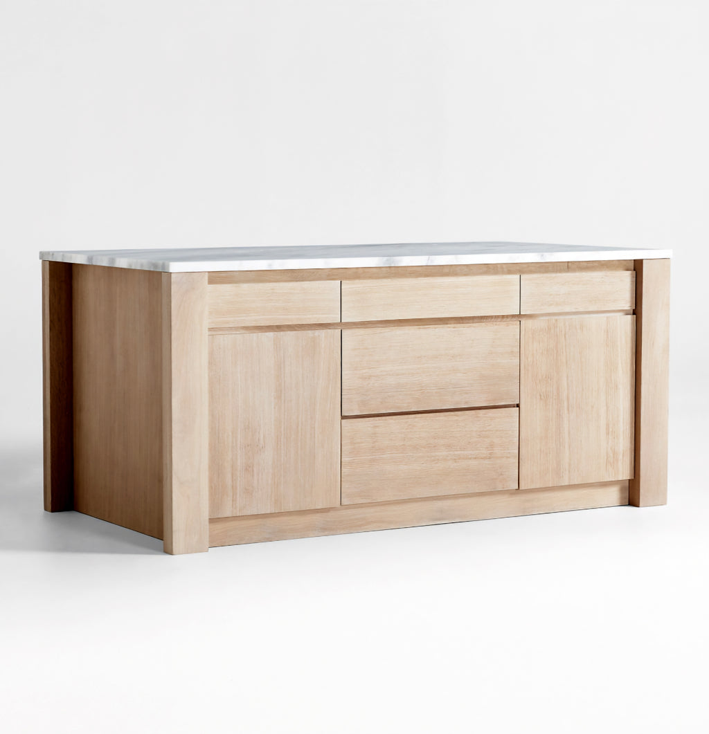 THE ONE × Terra — Marble Top Kitchen Island with Storage (78")