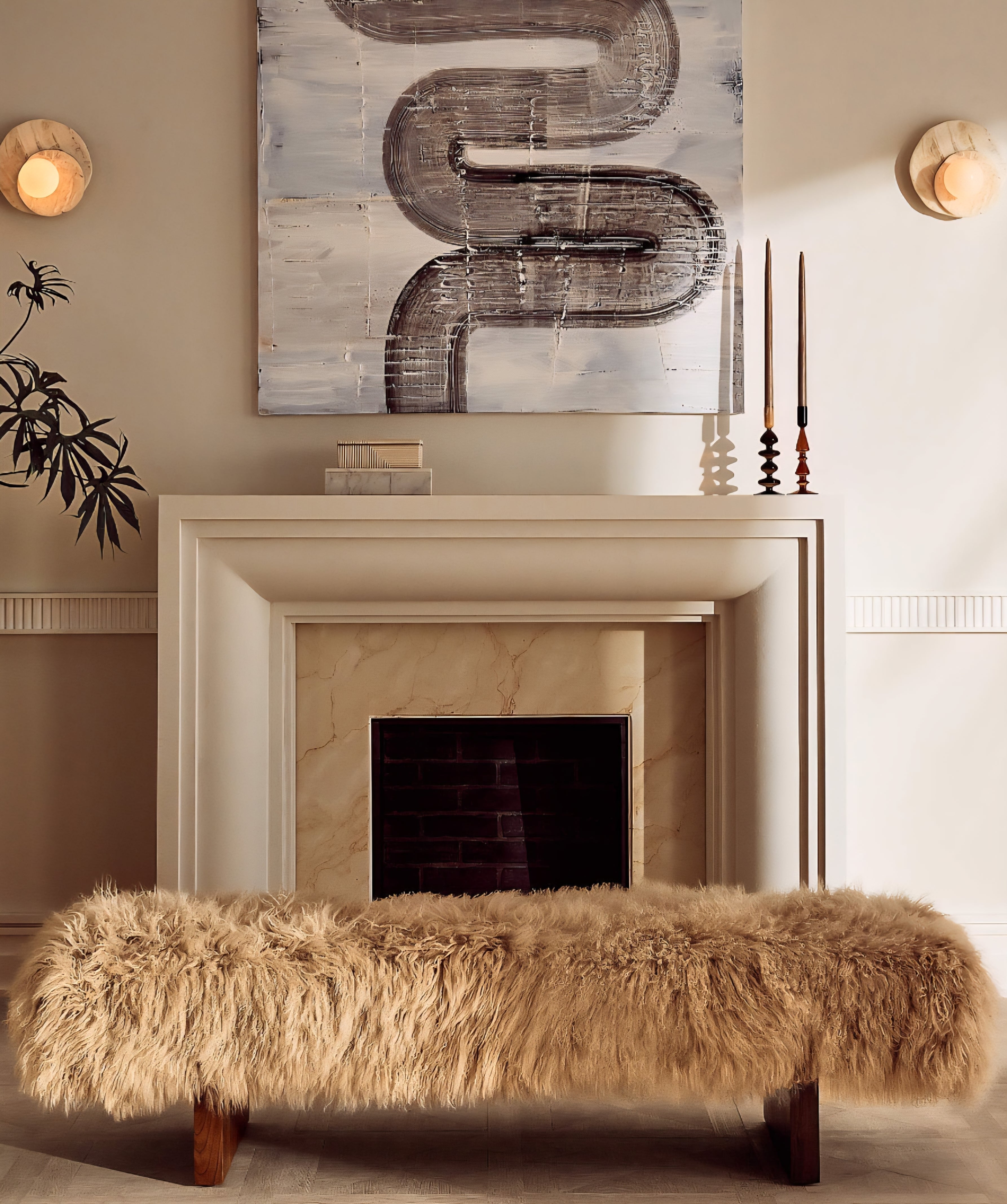 THE ONE × Socca — Sheepskin Upholstered Bench