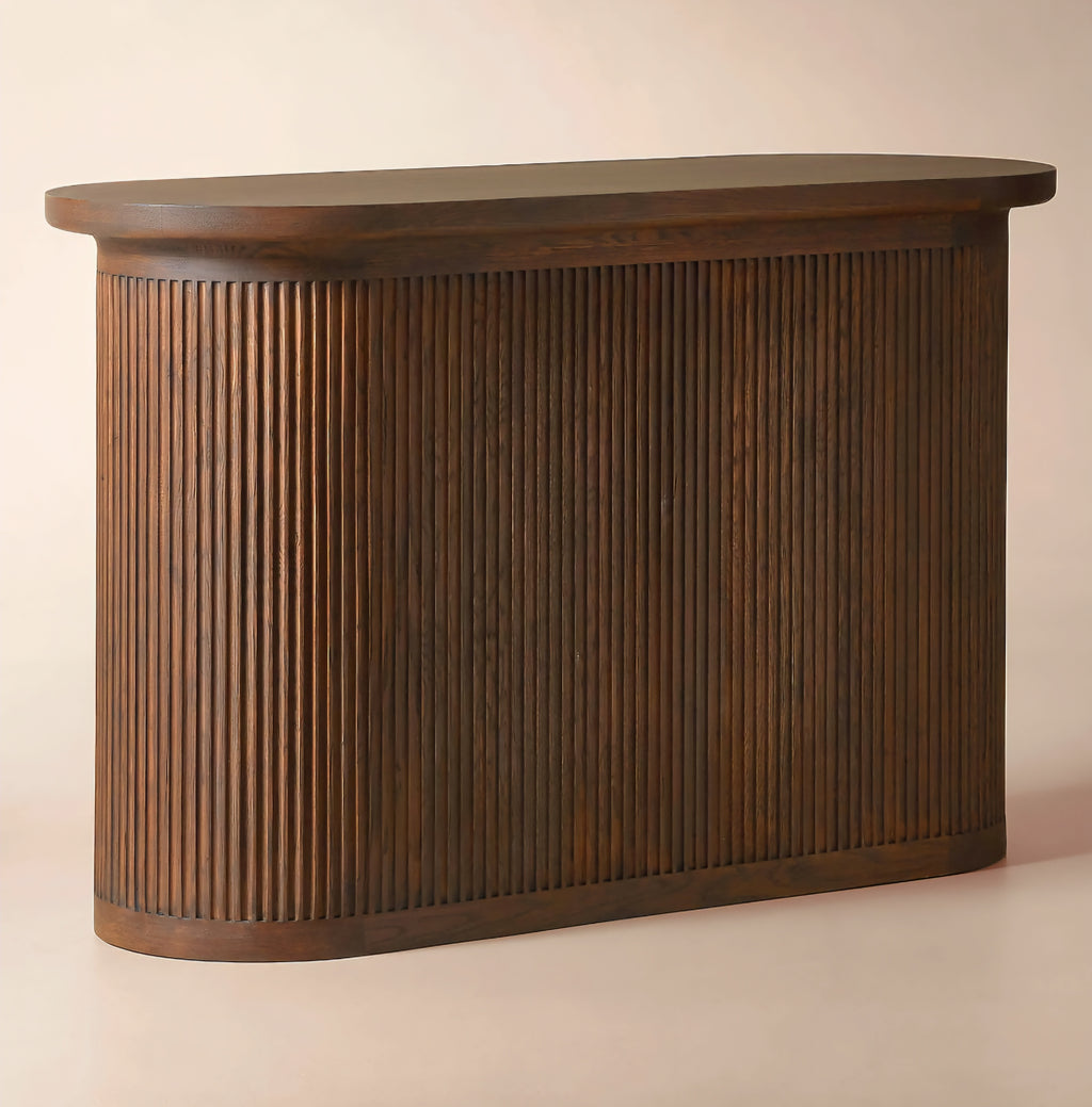 THE ONE × Solero — Fluted Dark Oak Wood Standing Bar