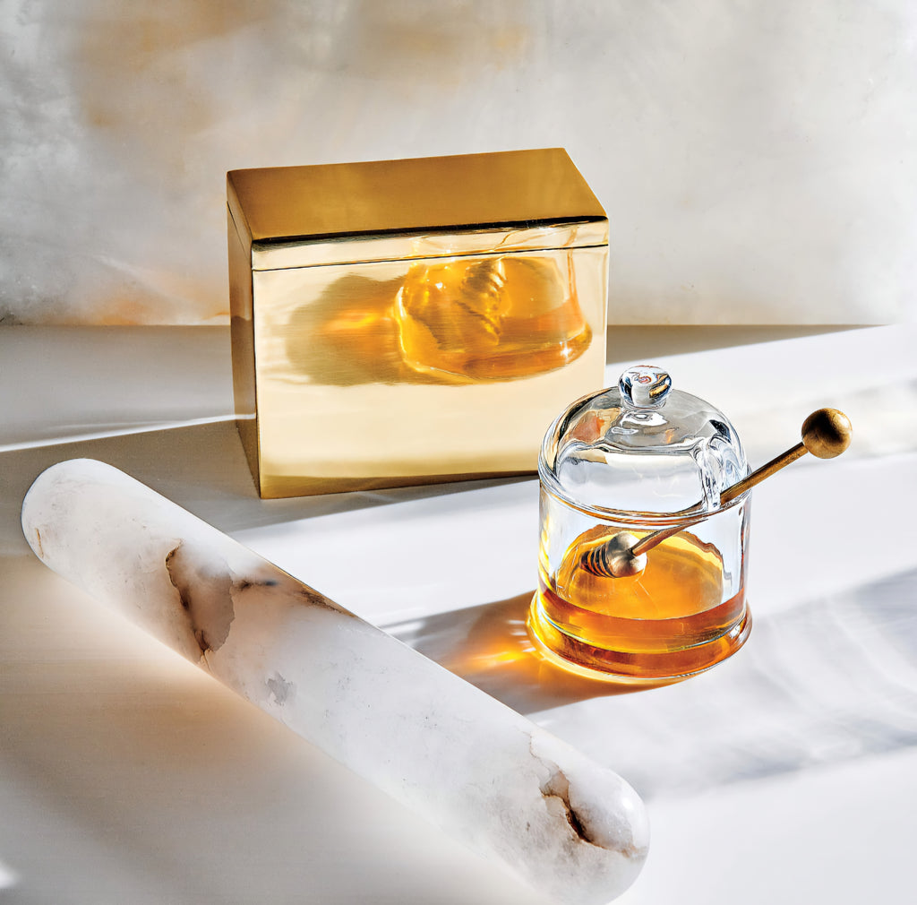 THE ONE × Swarm — Glass Honey Pot and Dipper