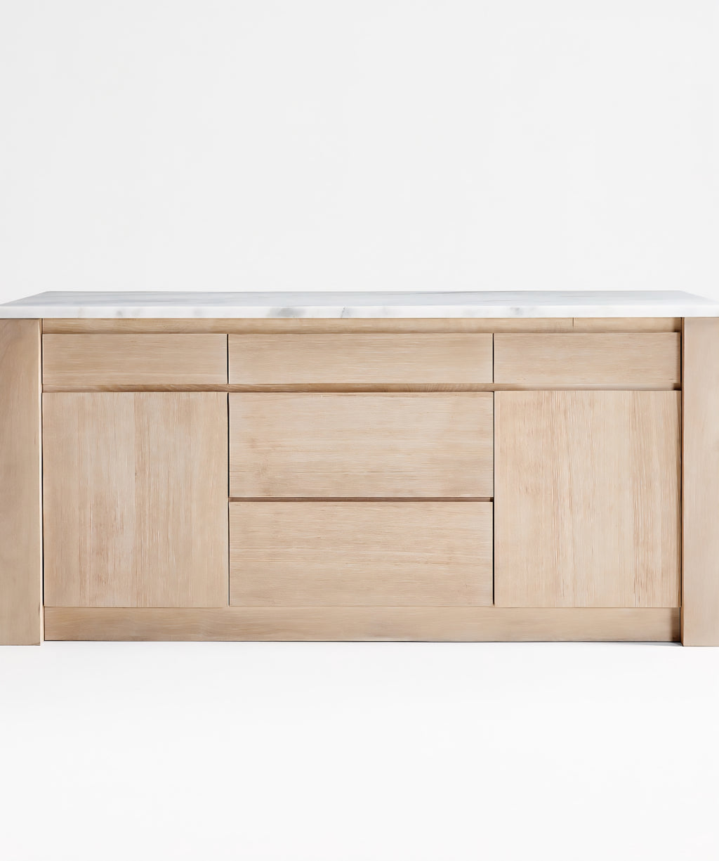 THE ONE × Terra — Marble Top Kitchen Island with Storage (78")