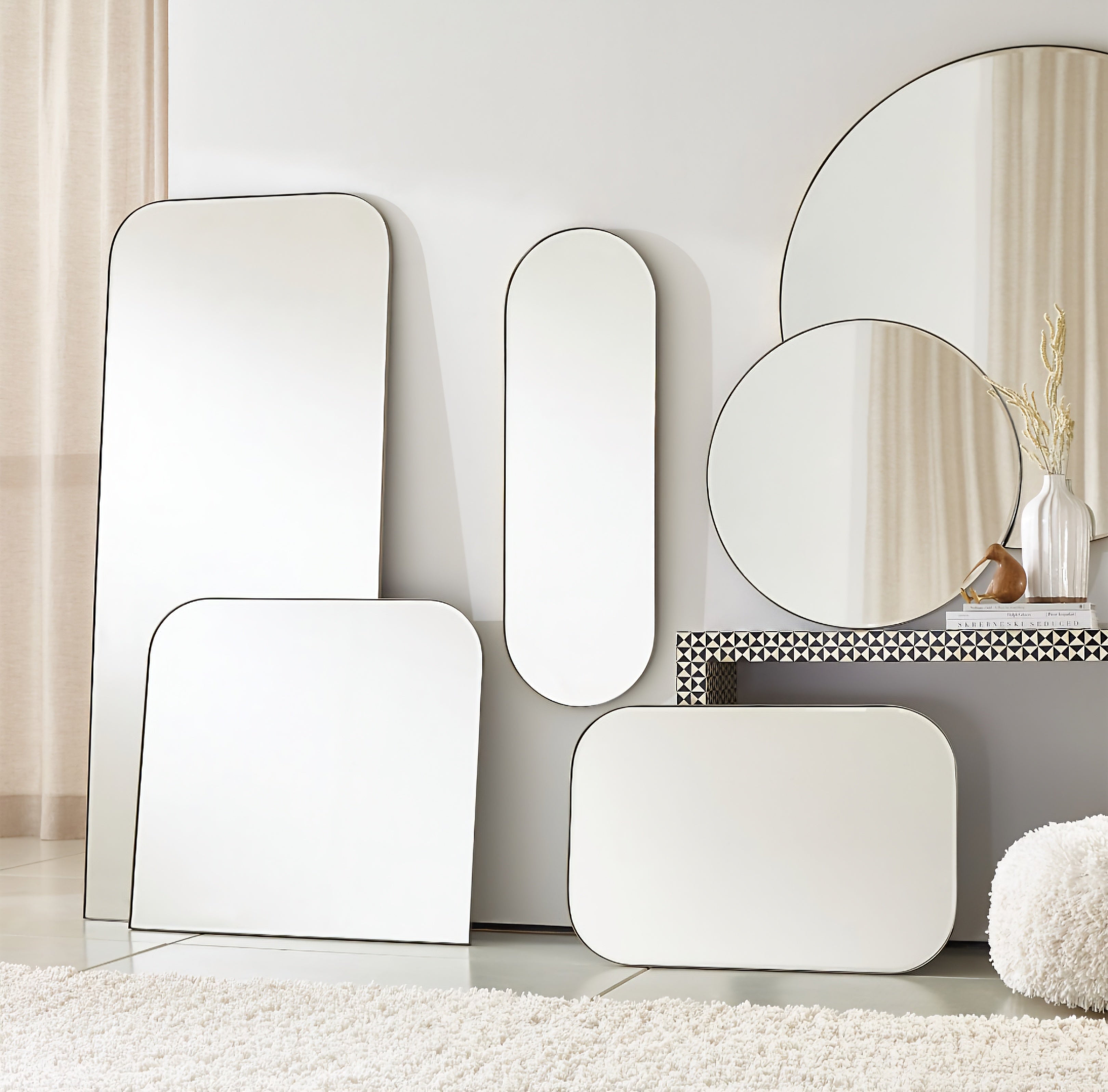 THE ONE × Edge — Walnut Arch Rectangle Floor Mirror