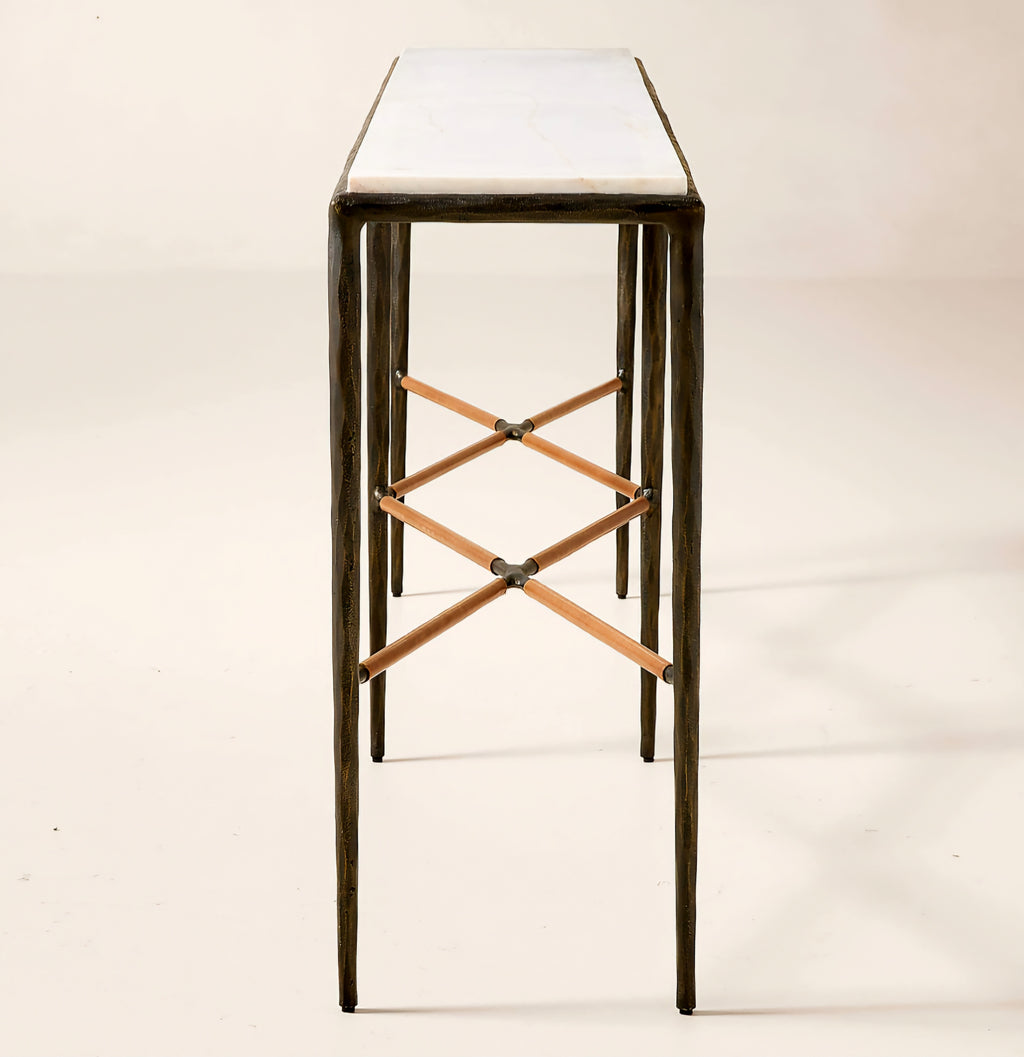 THE ONE × Kingsley — White Marble and Cast Metal Console Table