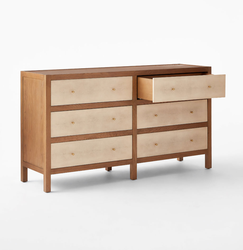 THE ONE × Layton — White Oak and Shagreen 6-Drawer Dresser