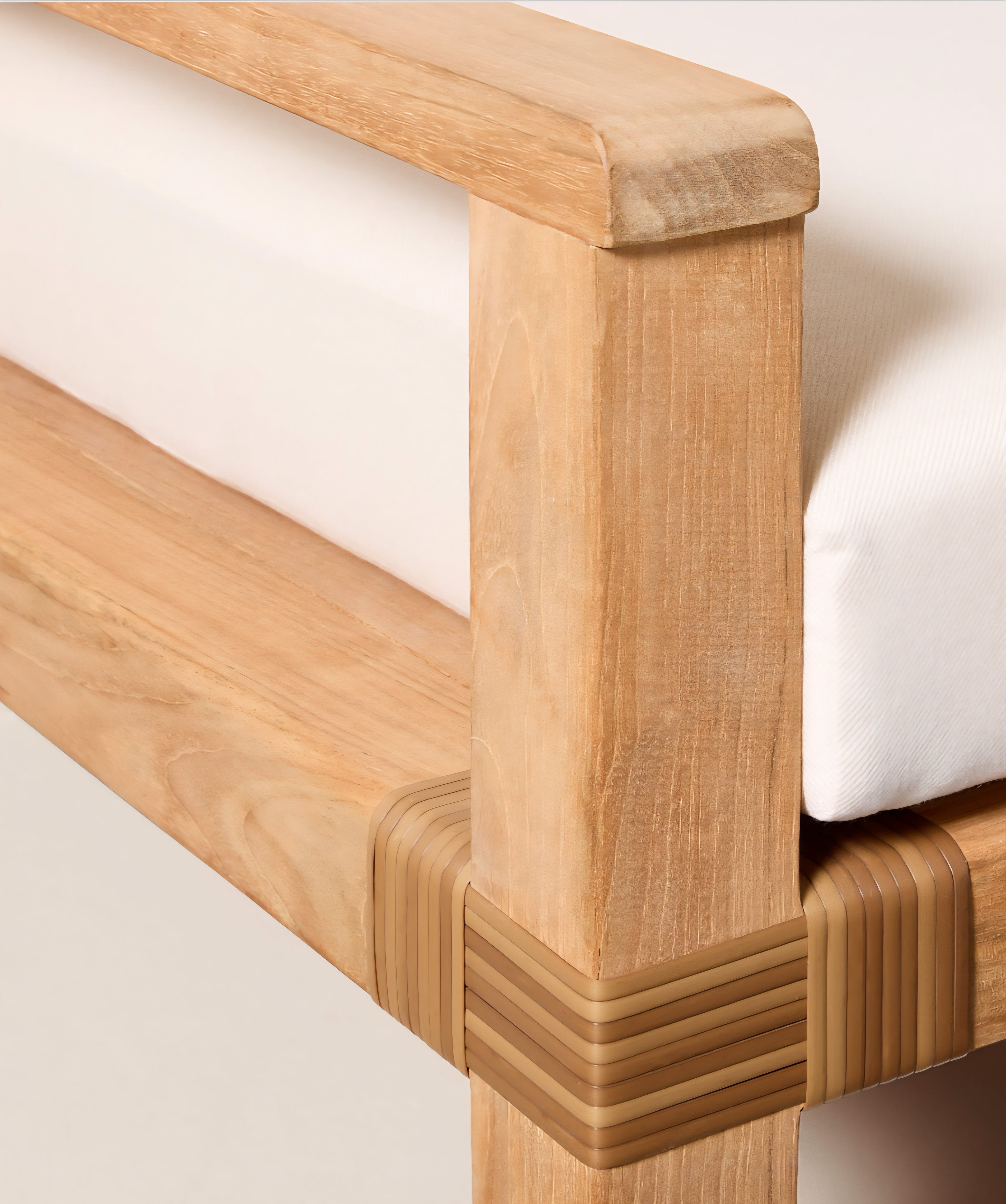 THE ONE × Oakley — Teak Outdoor Sofa with Ivory Sunbrella® Cushions (100")