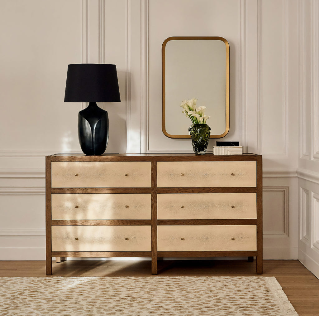 THE ONE × Layton — White Oak and Shagreen 6-Drawer Dresser