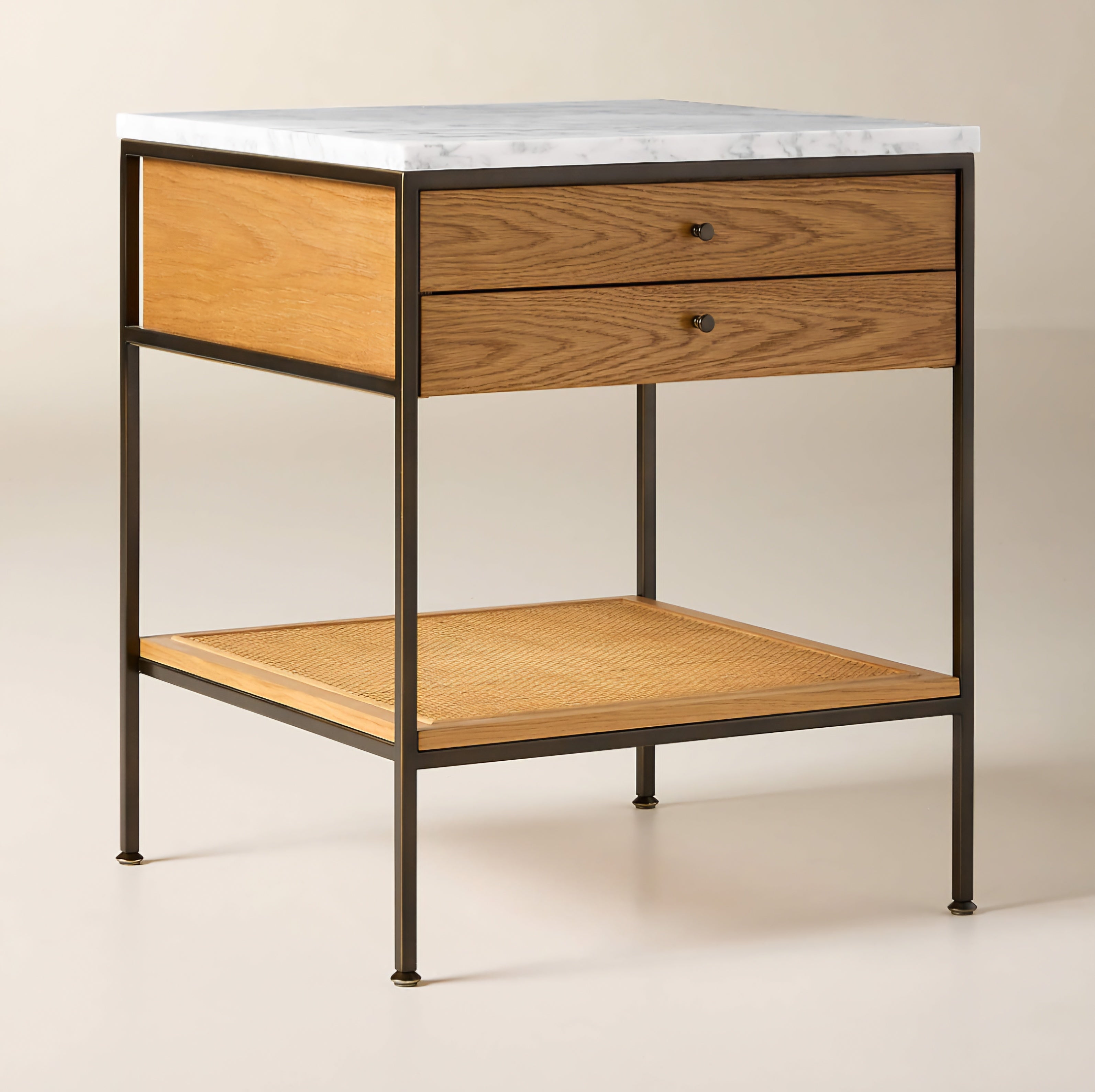 THE ONE × Connoisseur — Light Oak Nightstand with Marble Top