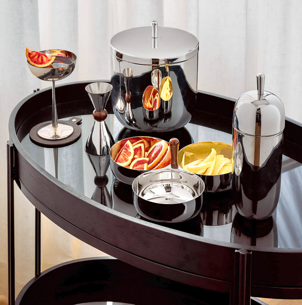 THE ONE × Kalman — Polished Stainless Steel and Walnut Serving Bowl Trio