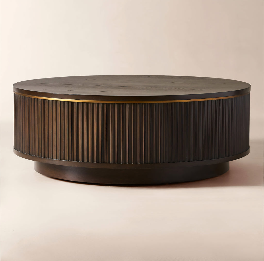THE ONE × Davison — Round Fluted Dark Oak Coffee Table 
40" Round