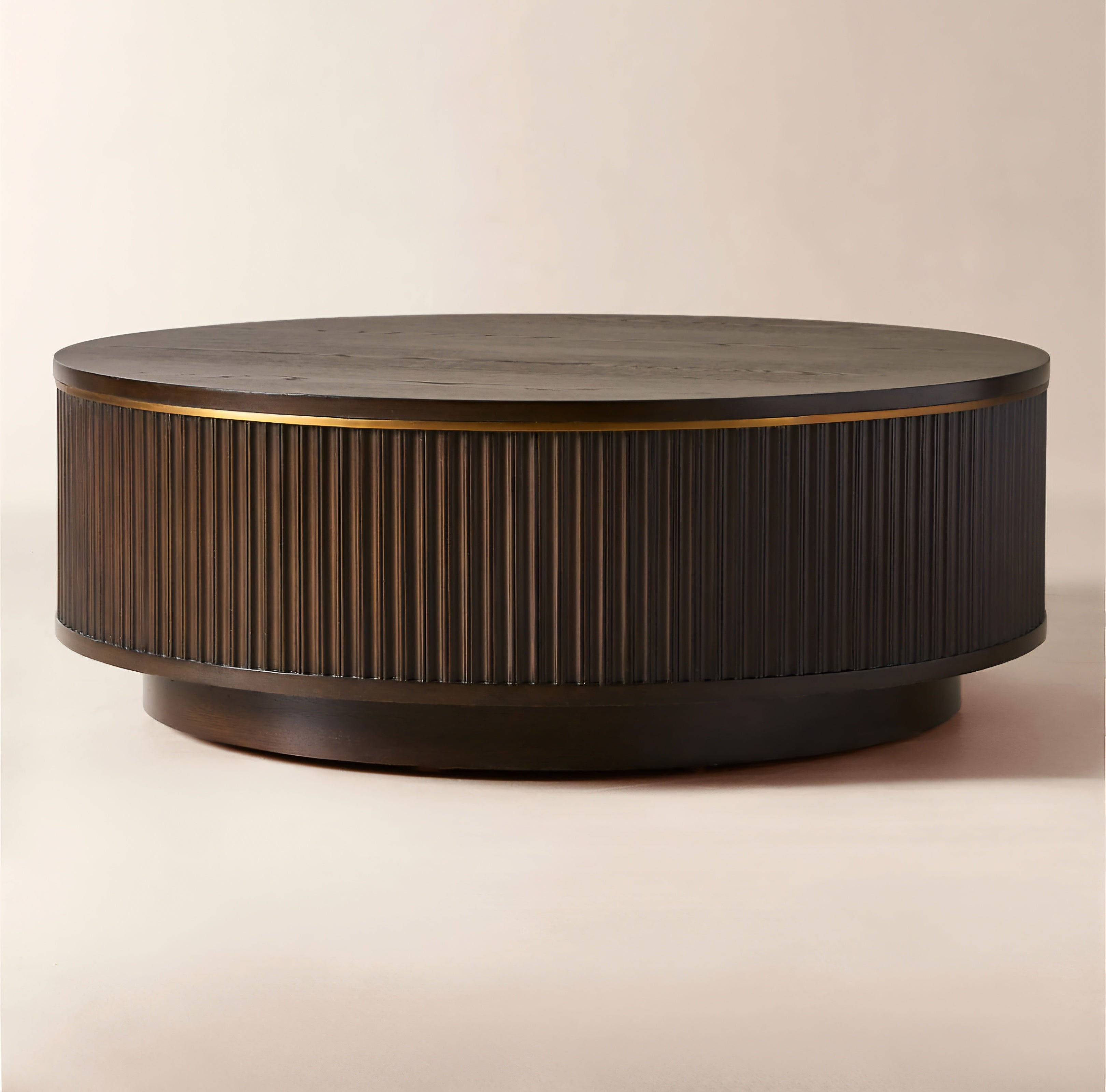 THE ONE × Davison — Round Fluted Dark Oak Coffee Table 
40" Round