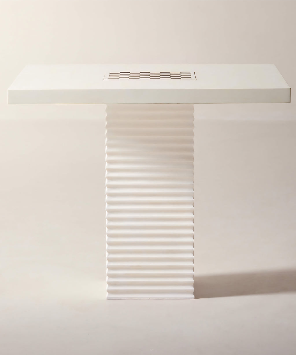 THE ONE × Check — White Swirled Resin Game Table