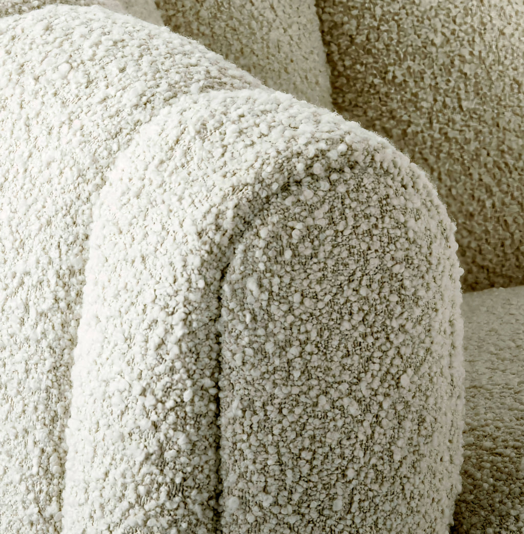 THE ONE × Fitz — Channeled White Boucle Loveseat