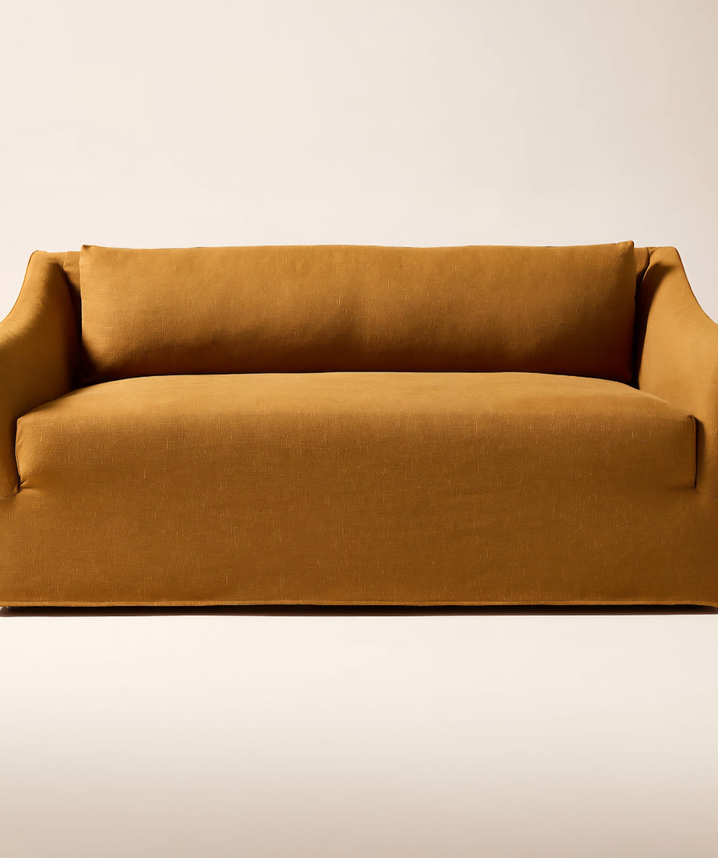 THE ONE × Bristol — Cognac Slipcovered Performance Linen Sofa