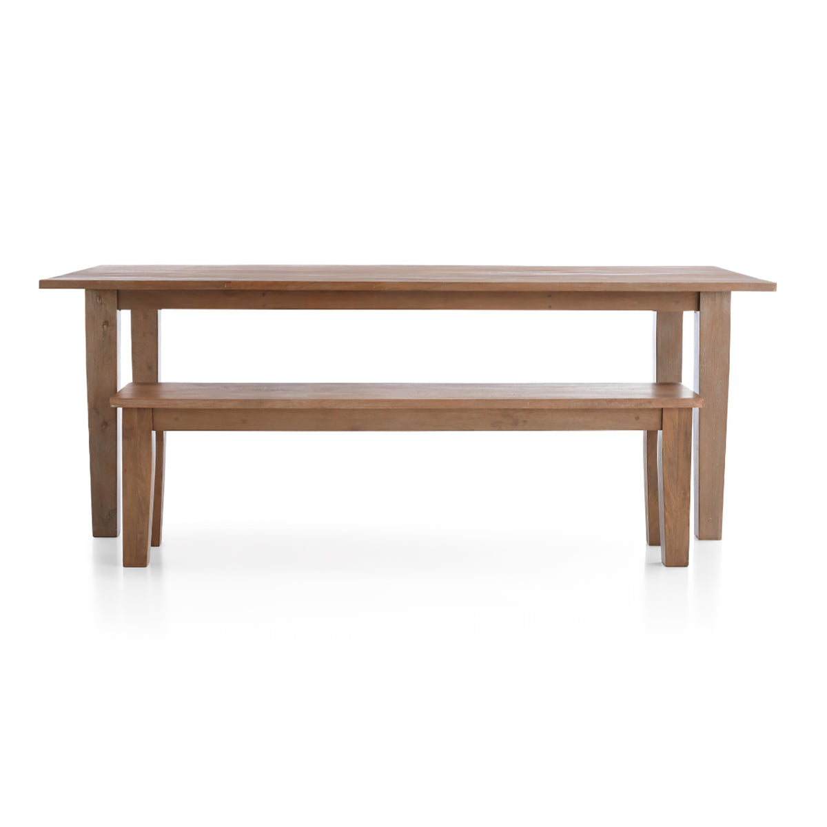 THE ONE × Basque — Table à manger en bois massif brun clair vieilli