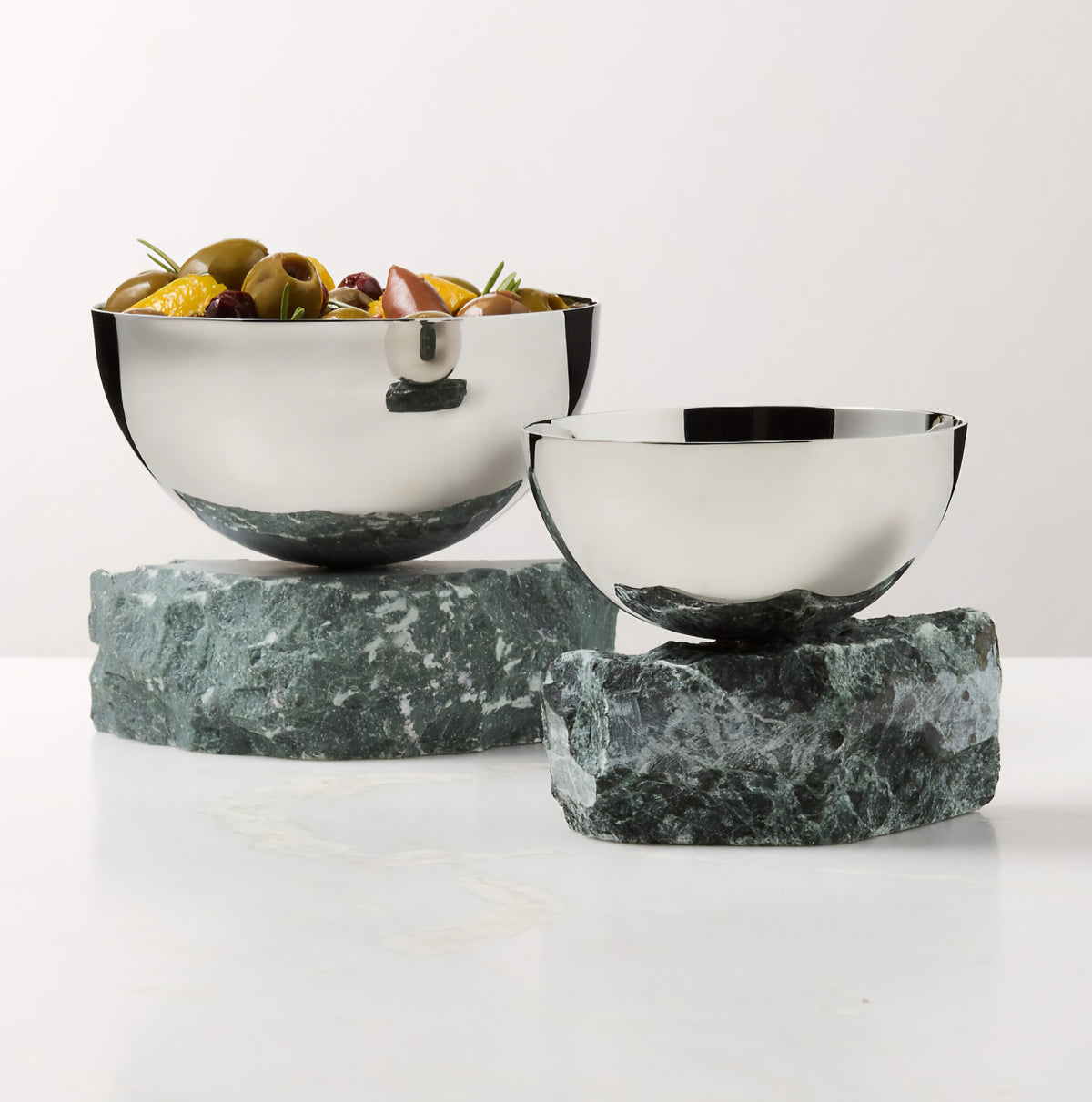 THE ONE × Laftin — Stainless Steel and Green Marble Snack Bowl
