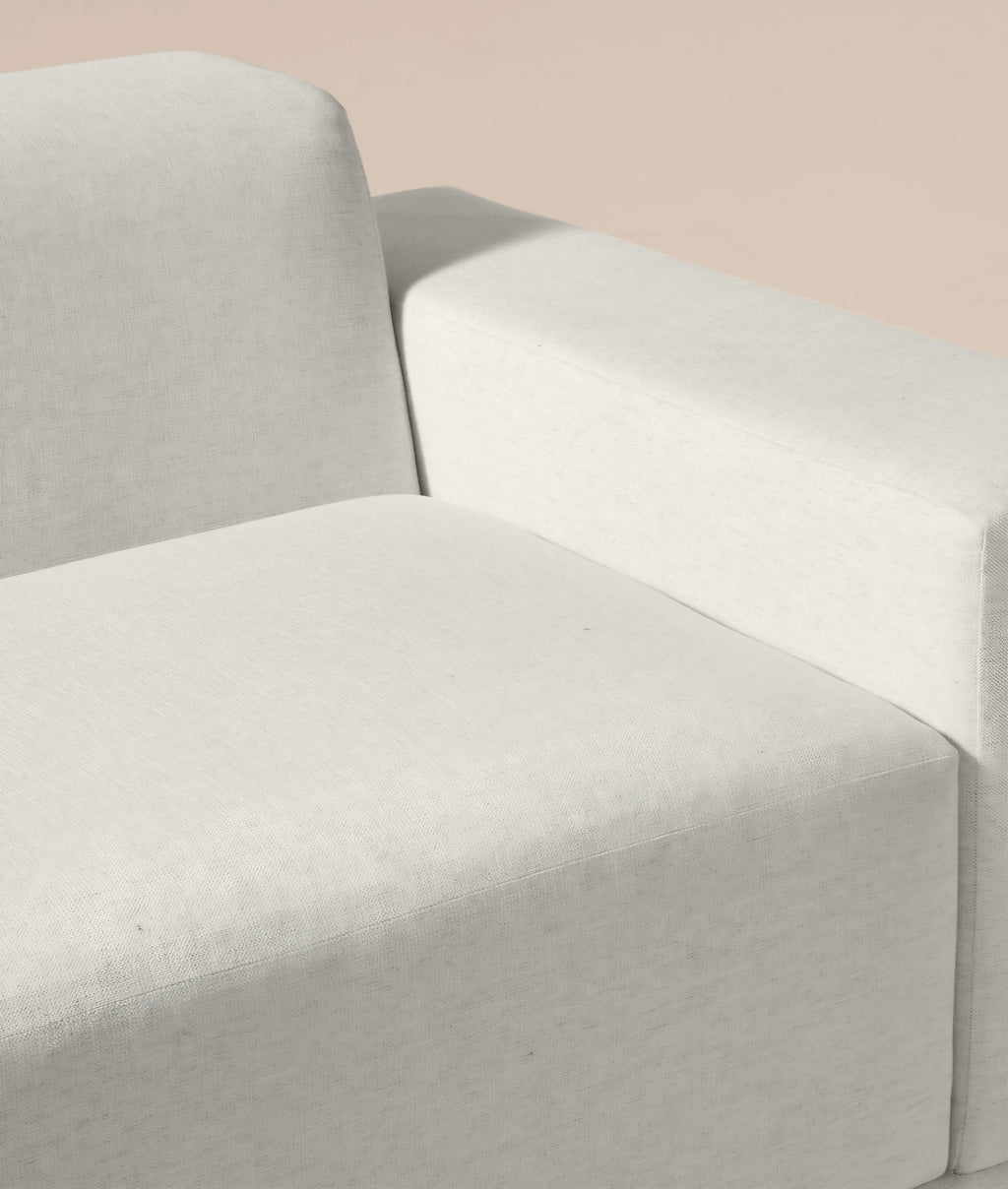 THE ONE × Faible — 4-Piece L-Shaped White Performance Linen Standard Depth Sectional Sofa with Right Arm