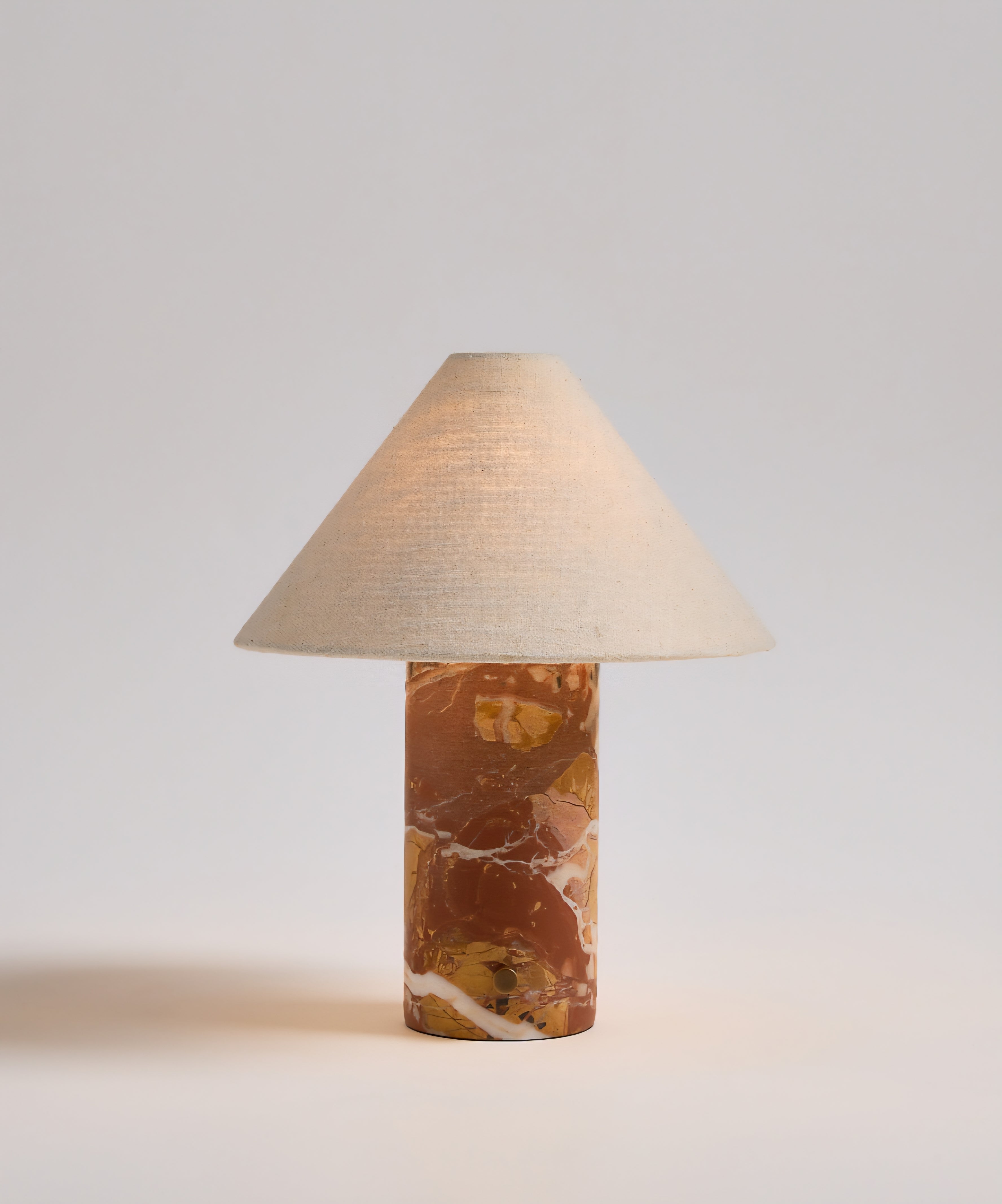 THE ONE × Chez — Red Marble Mini Table Lamp with Fabric Shade (14")