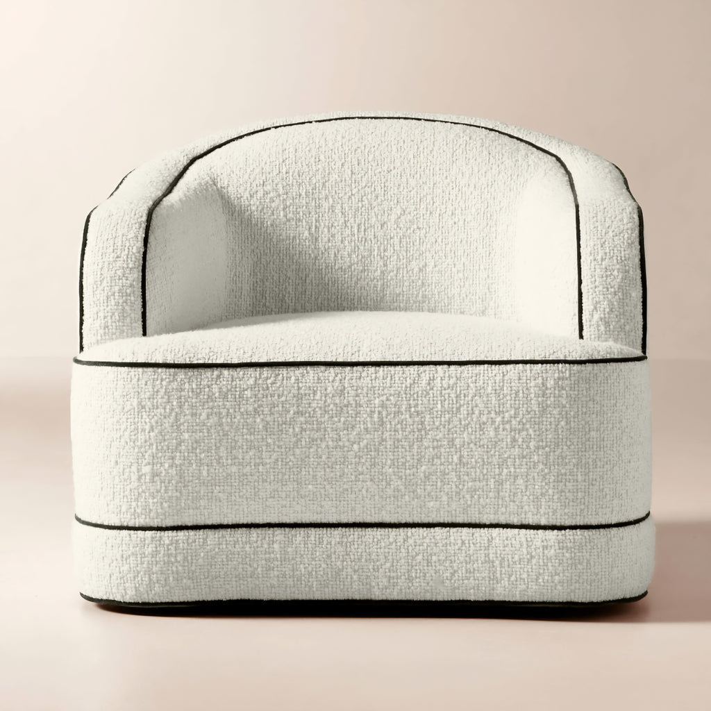 THE ONE × Mylene — Ivory Boucle Swivel Chair