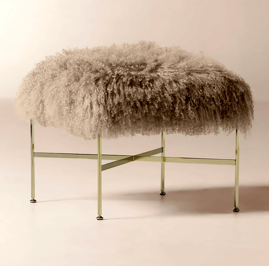 THE ONE × Director — Taupe Shearling Ottoman Model 1201