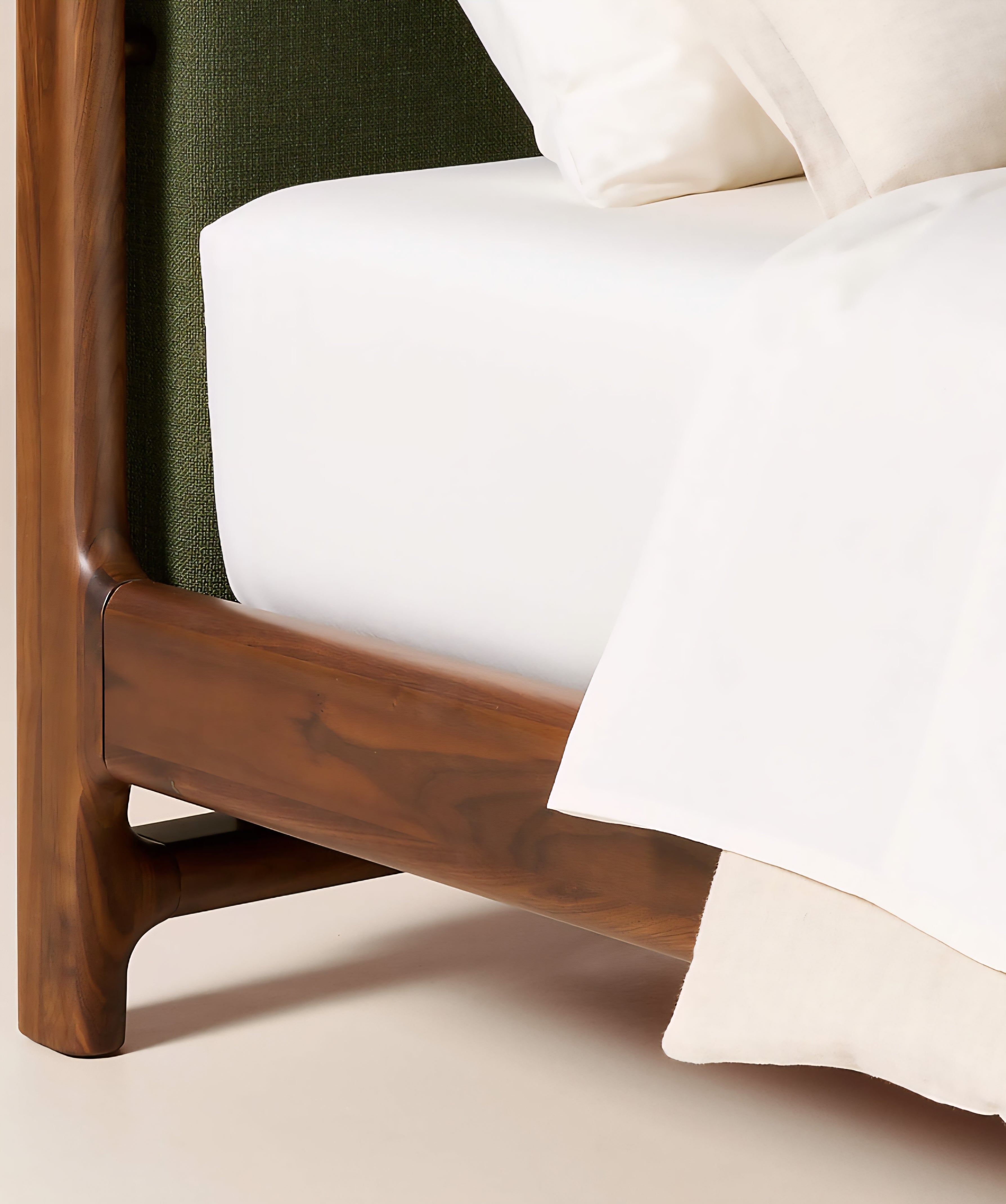 THE ONE × Tavola — Walnut and Warm White Upholstered Queen Bed