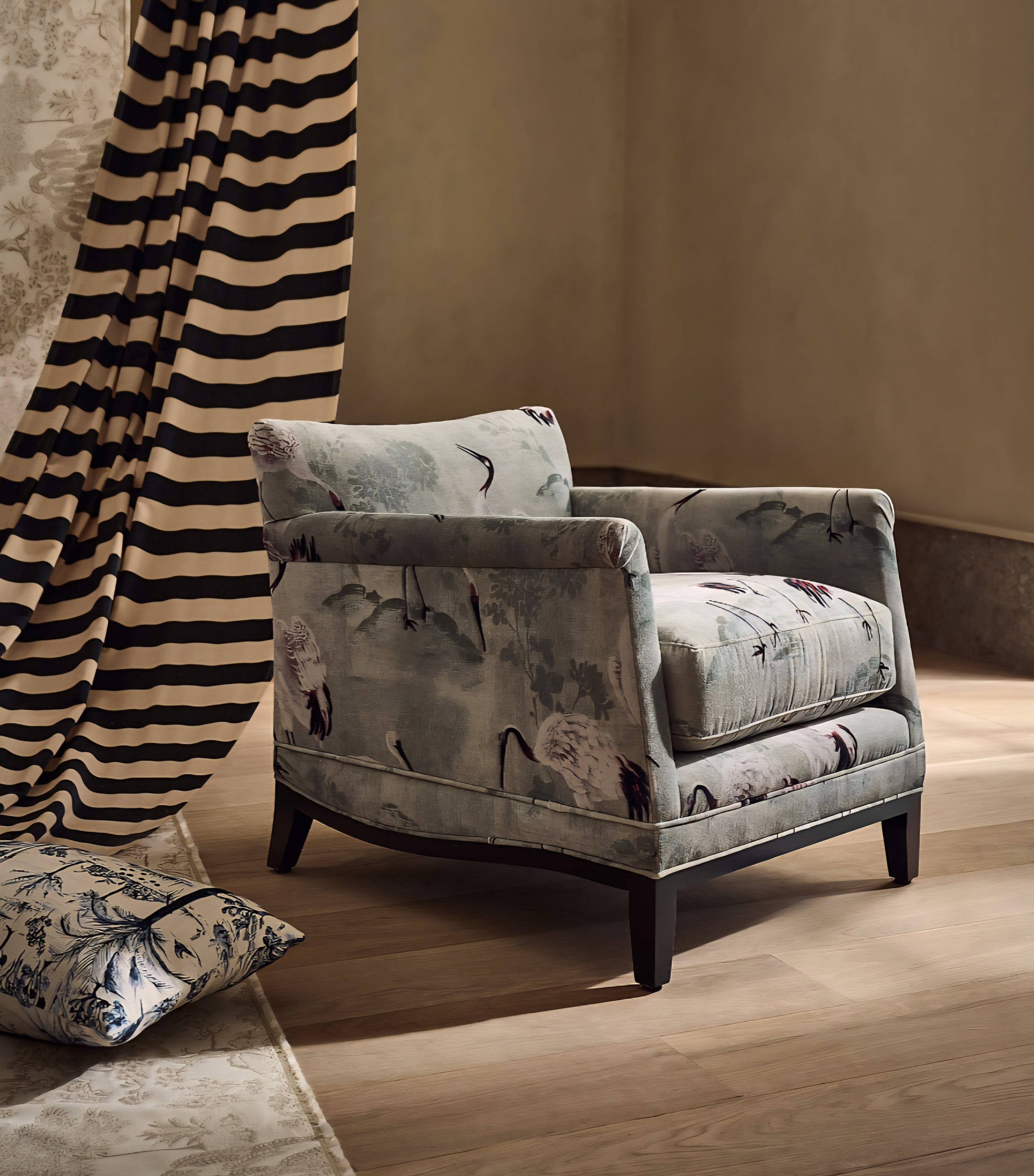 THE ONE × Olson — Cognac Brown Velvet Accent Chair