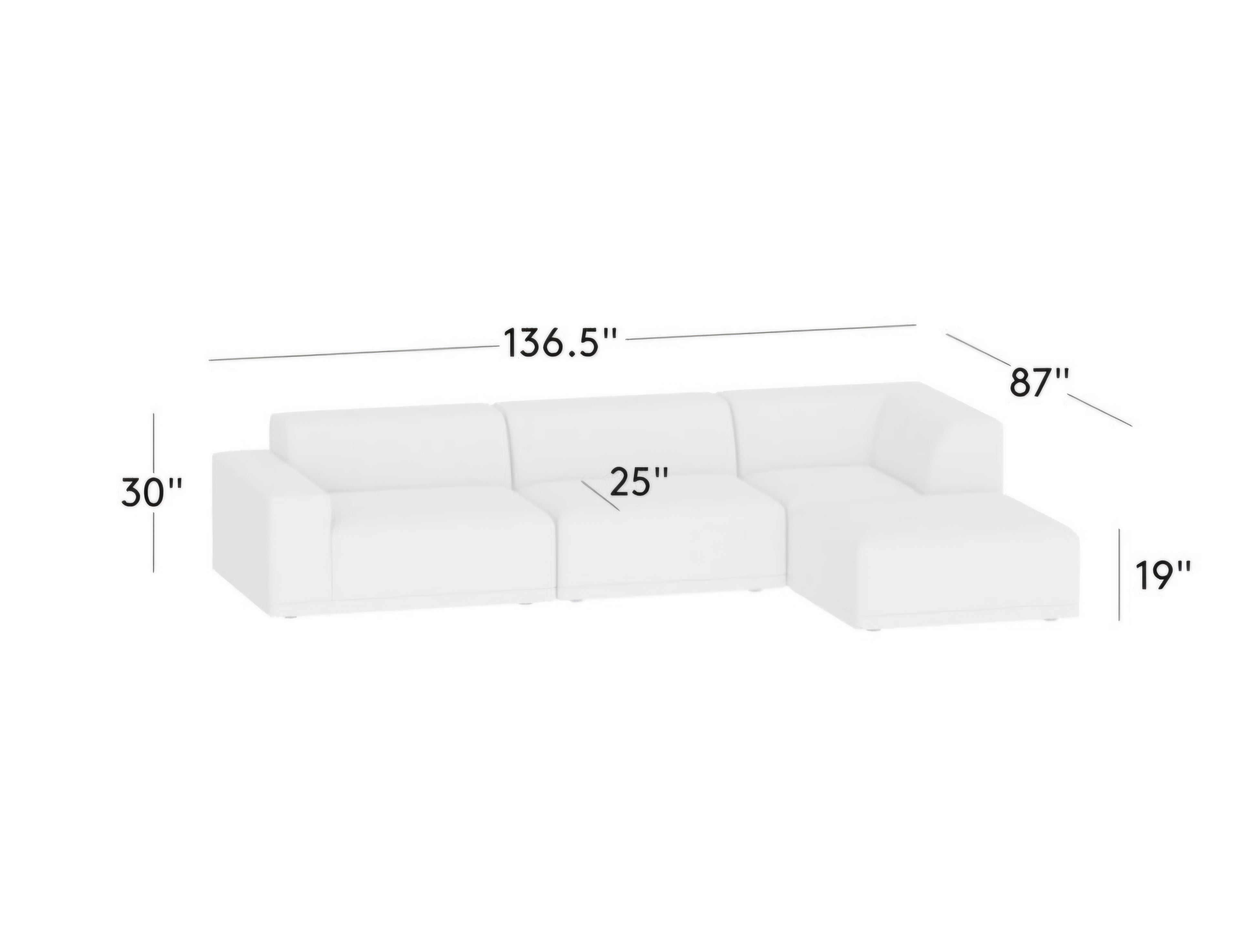 THE ONE × Faible — 4-Piece Modular Left-Arm Wheat Performance Velvet Standard Depth Sectional Sofa
